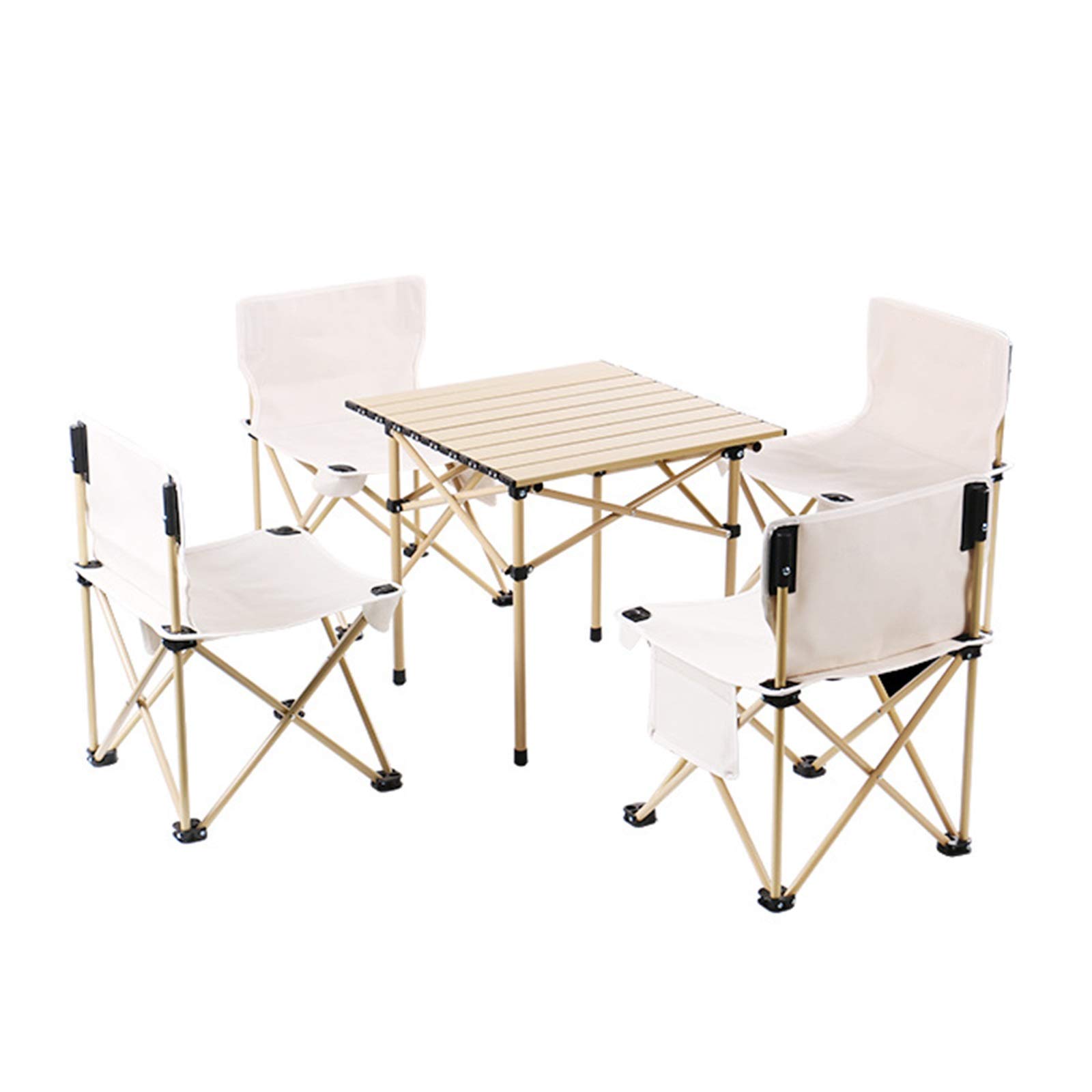 5-Piece Outdoor Camping Table and Chair Set - Portable Folding Picnic Furniture for Backyard, Beach, BBQ & Tailgating | Lightweight Aluminum Frame with Carry Bag