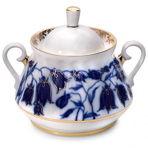 Blue Bells Porcelain Sugar Bowl - 10 oz (300ml) Elegant Tea & Coffee Accessory for Home Dining & Gifts