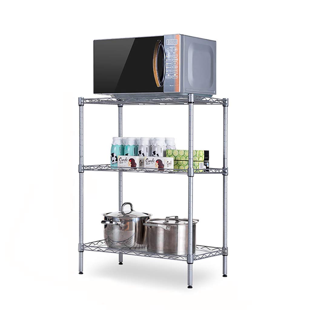 LIZI 3-Tier Stainless Steel Kitchen Shelf Storage Rack - Microwave Stand Organizer (54x29x58cm) - Space-Saving Solution for Pantry, Countertop & Small Kitchen Organization
