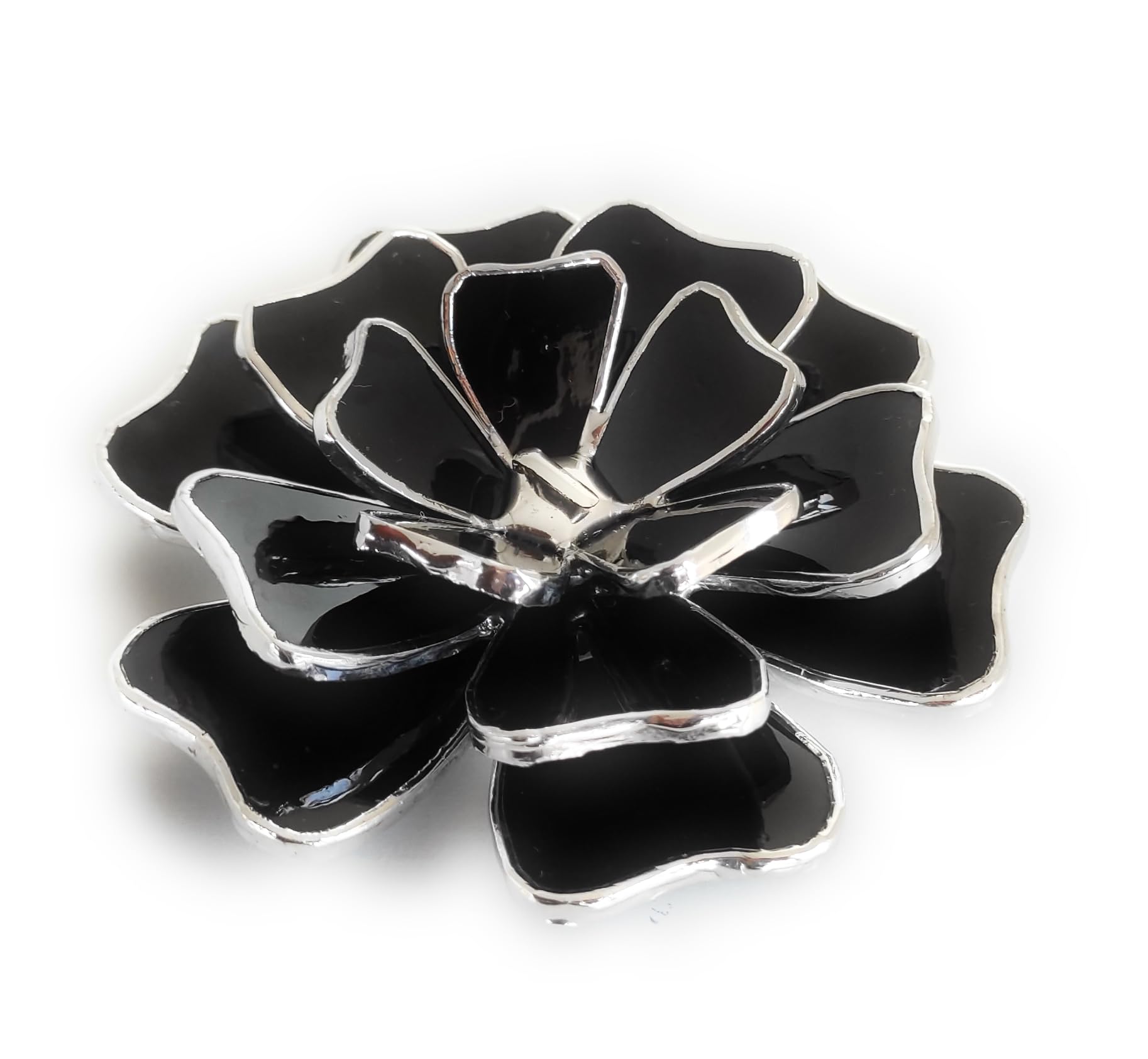 Opalescent Glass Flower Ring Holder - Gothic Wedding Decor & Jewelry Dish for Engagement Rings, Wedding Bands, Valentine's Day & Anniversary Gifts for Her - Elegant Black Floral Ring Tray for Bedside, Vanity & Bridal Showers