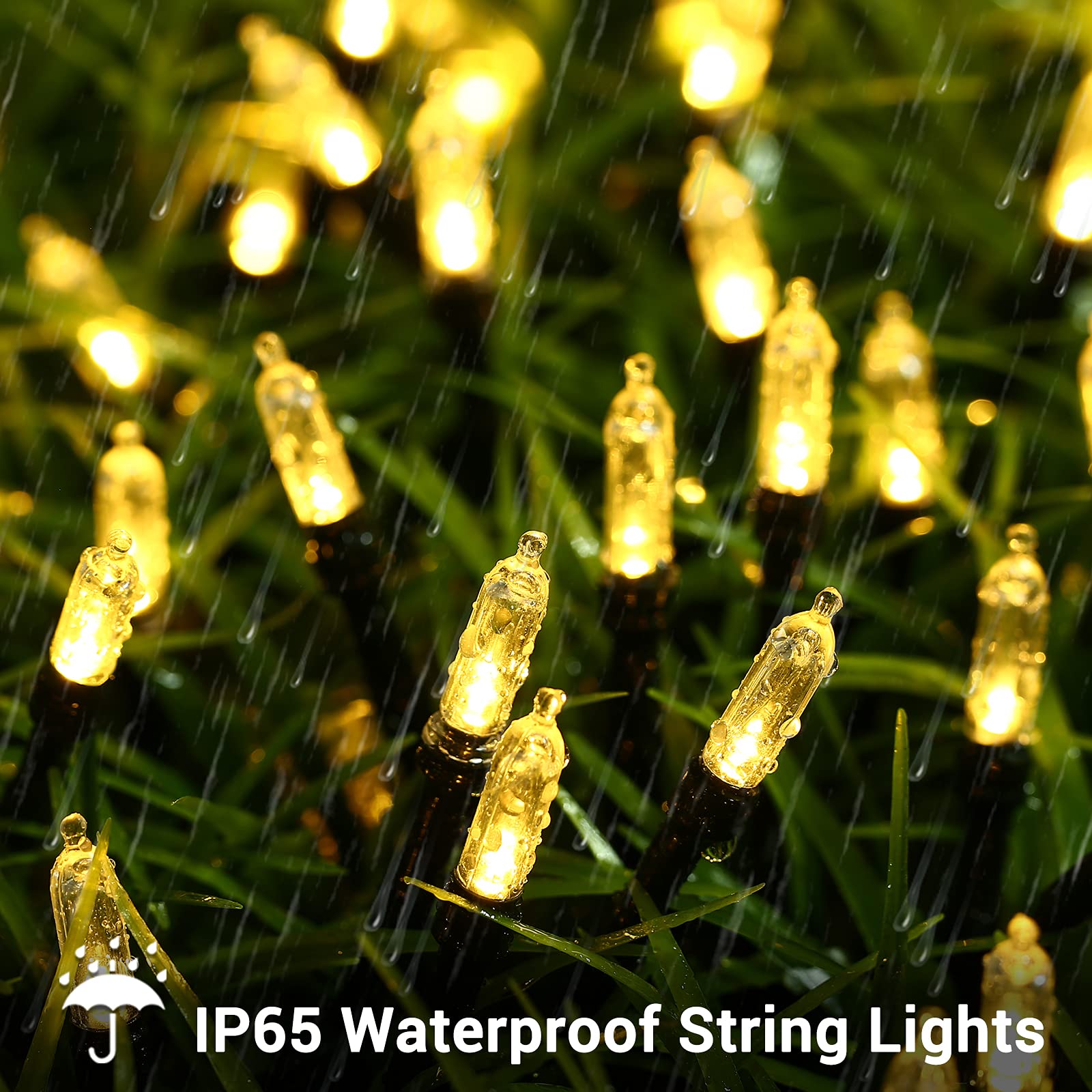 Flacchi 100 LED Warm White Christmas Lights - 33 ft Battery Operated Waterproof String Lights with 8 Modes & Auto Timer - Perfect for Indoor Outdoor Holiday Decor, Xmas Tree, Party, Wedding, Garden, and Home Decoration