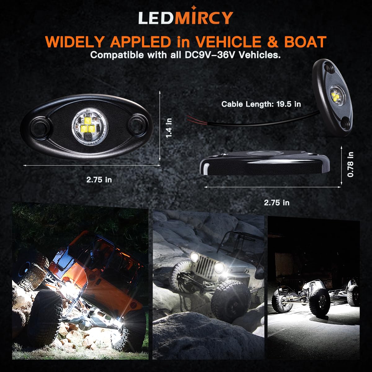 12PCS LED White Rock Lights - Waterproof High Power Underglow Neon Lights for Off Road Truck, ATV, SUV, RZR, Car & Boat - Shockproof Underbody Trail Rig Lights (12 Pods White) - Perfect for Off-Roading, Night Driving & Vehicle Customization