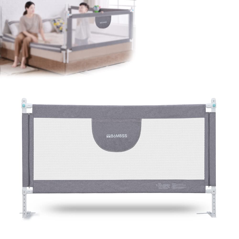 MBQMBSS 58-Inch Toddler Bed Rail Guard - Safety Bed Rails for Kids with Double Lock & Y-Strap Reinforcement, Fits Queen Bed Wide Side | Baby Proofing, Child Safety, Nursery & Co-Sleeping Protection
