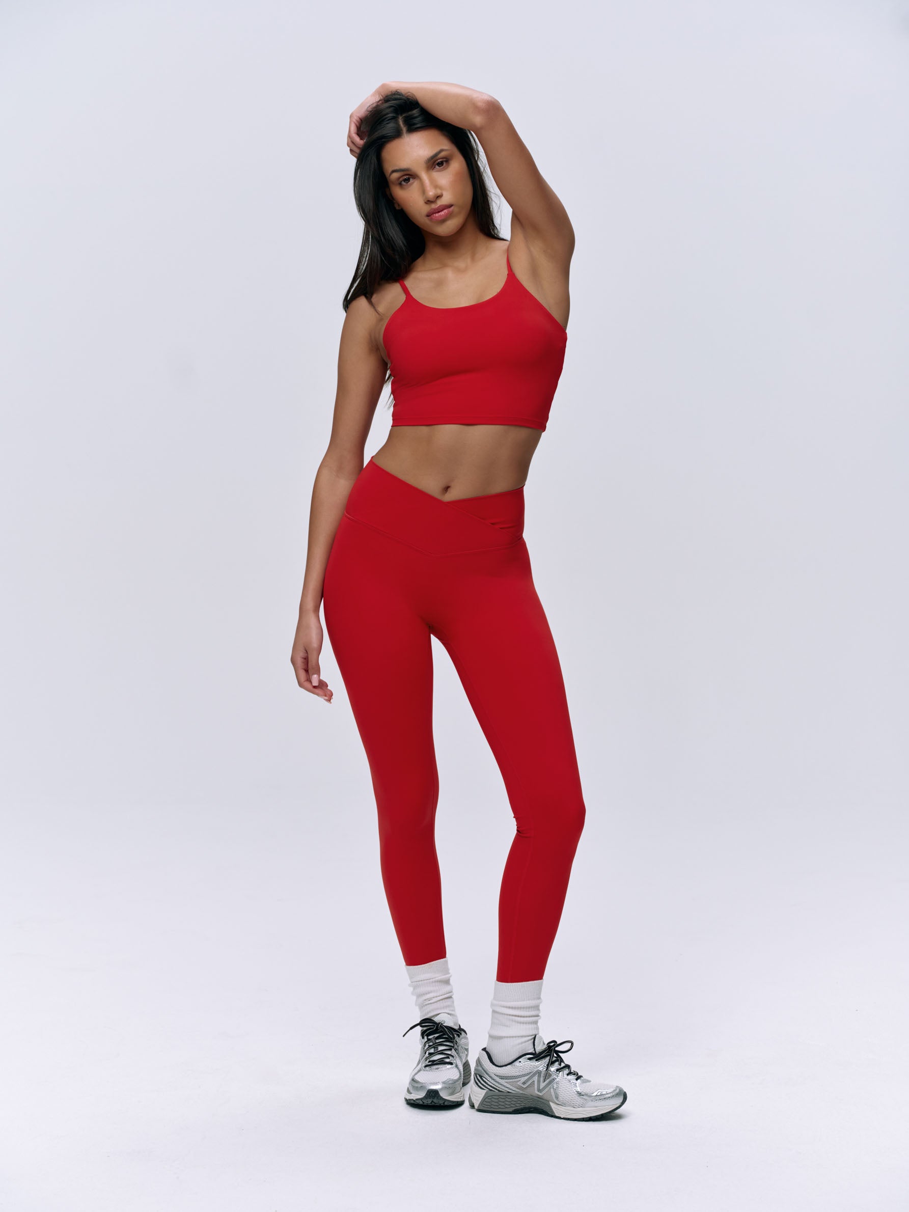 Ultimate Wrap Over Legging - Classic Red | High Waist Yoga Pants for Women | Perfect for Workout, Running & Lounge Wear