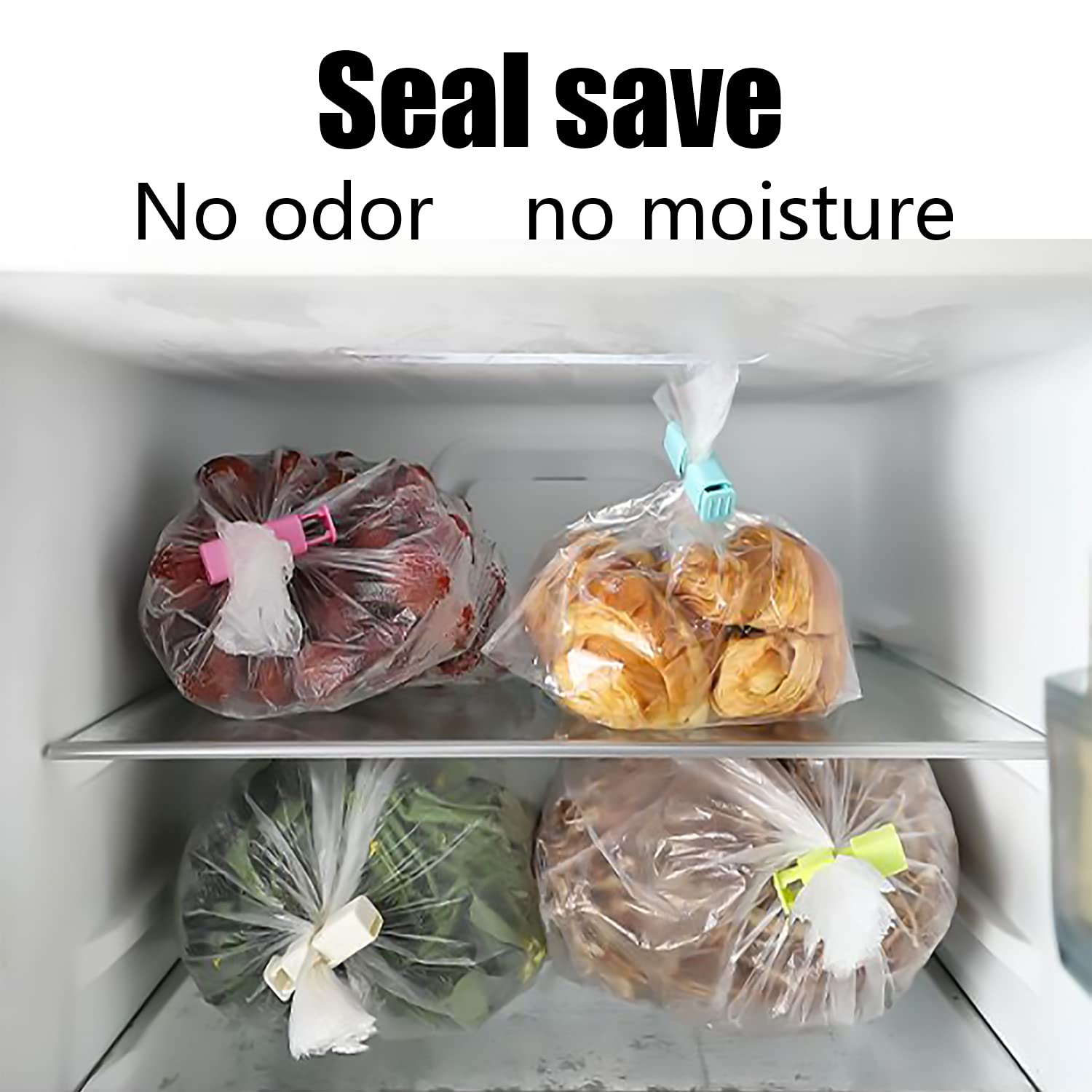 Premium Food Bag Clips for Storage - 12 Pack Multi-Color Non-Slip Grip Bread, Nuts, Dried Fruit & Frozen Food Sealer Clips - Easy Squeeze & Lock Design for Kitchen, Pantry & Picnic Use