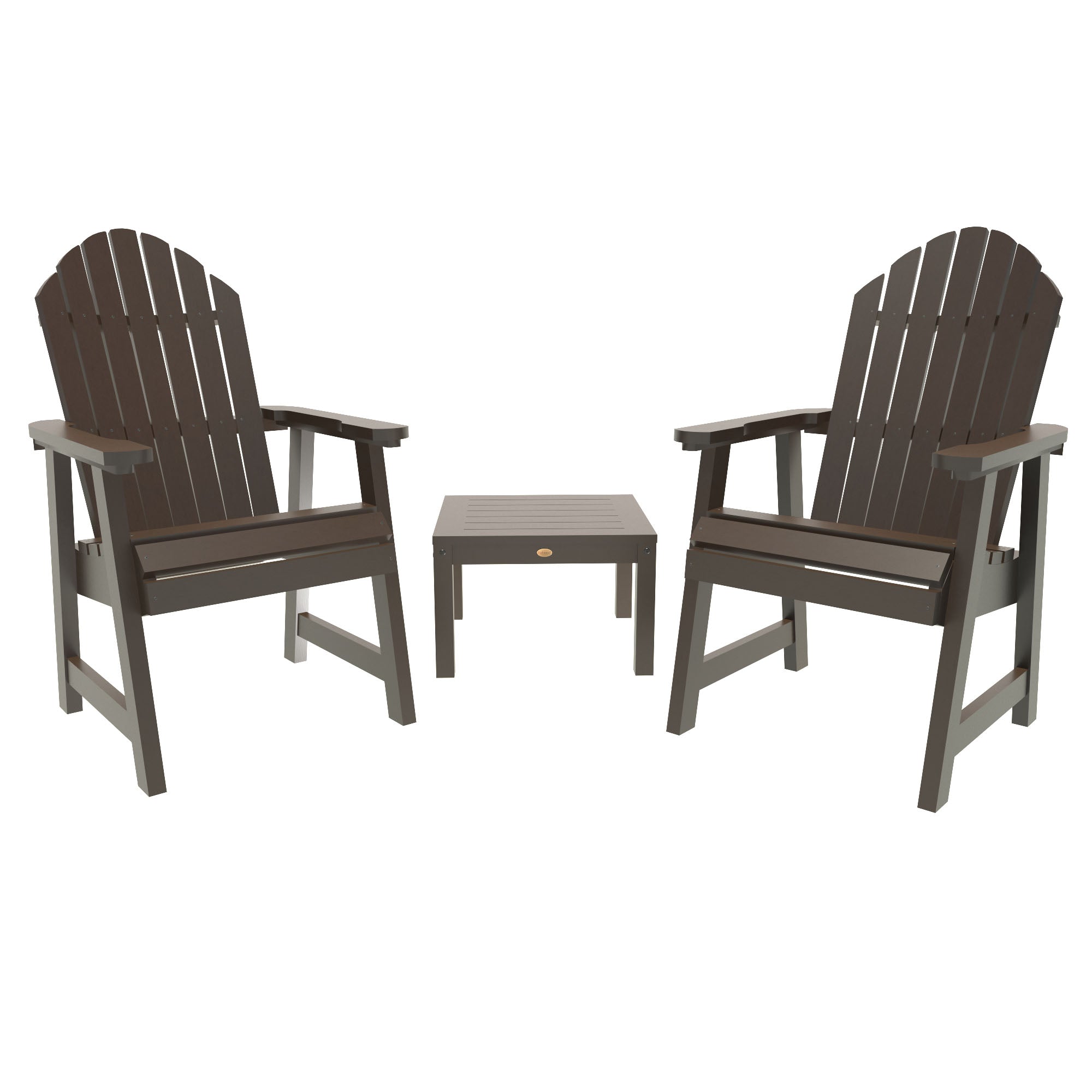 2 Pack Hamilton Folding Deck Chairs with Adirondack Side Table - Outdoor Patio Furniture Set for Poolside, Garden & Backyard Relaxation