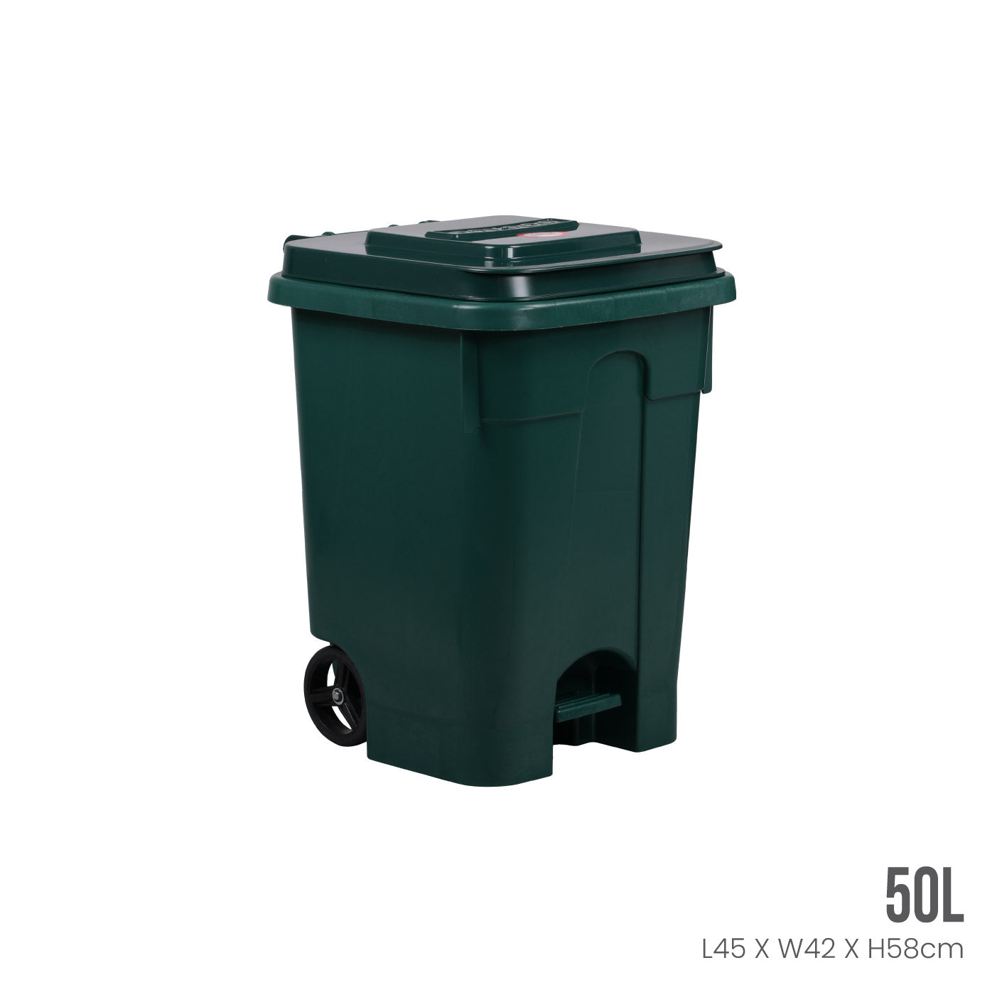 50L Step-On Trash Can with Wheels - Hands-Free Pedal Garbage Bin for Kitchen, Office, Bathroom, and Outdoor Use