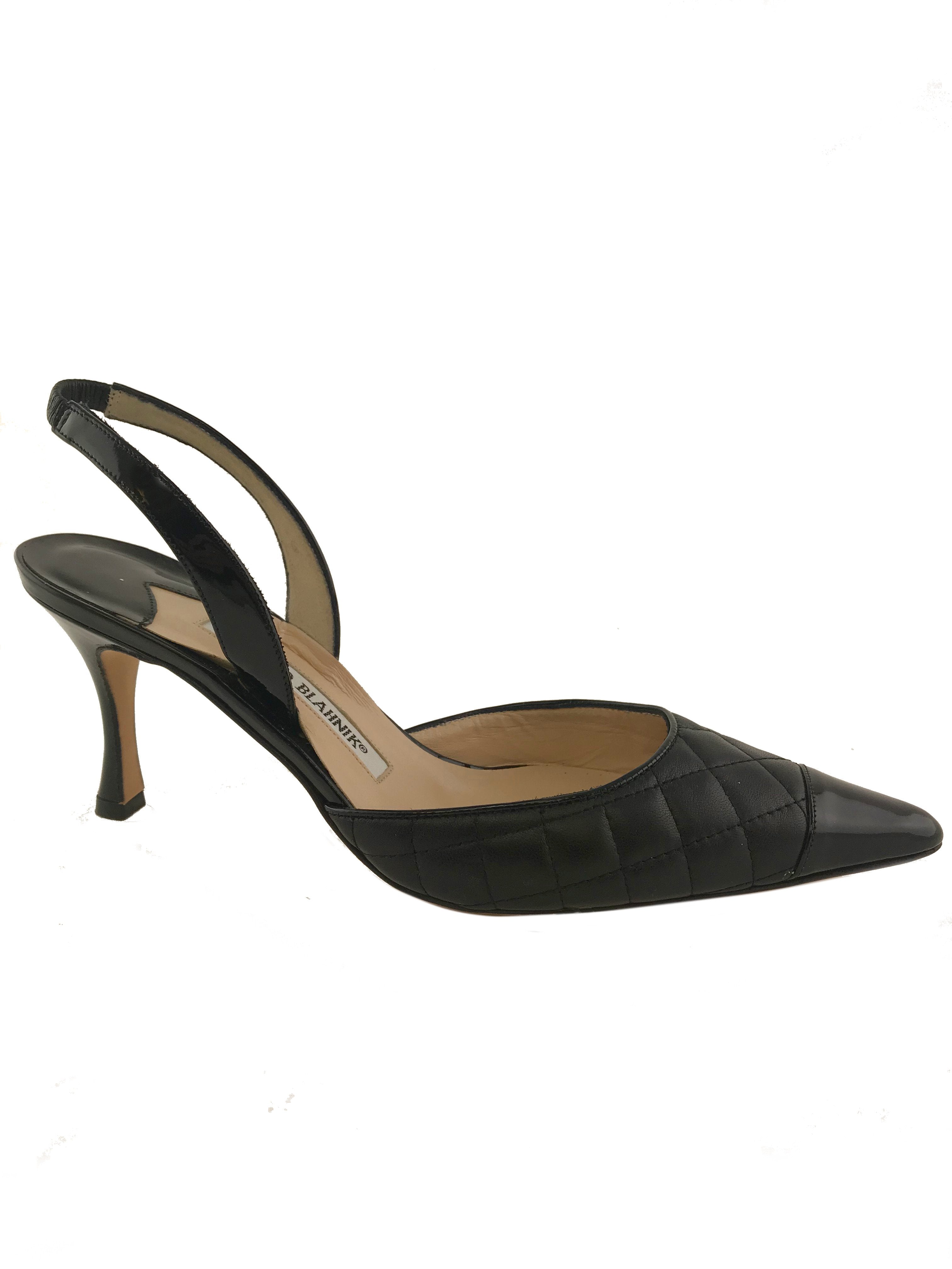 Manolo Blahnik Irie Quilted Cap Toe Slingback Pumps - Women's Size 8 (US) | Luxury High Heels for Evening Parties, Weddings & Special Occasions