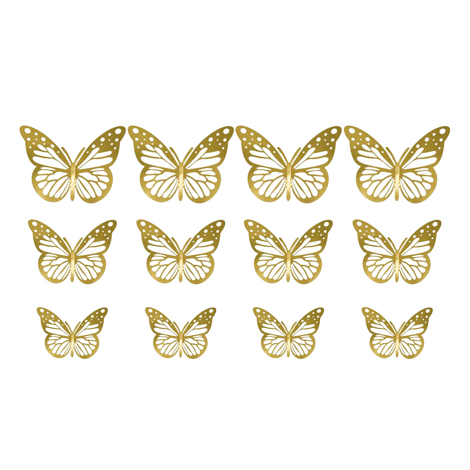 3D Hollow Metal Butterfly Wall Stickers - 12PCS for Living Room & Bedroom Decor