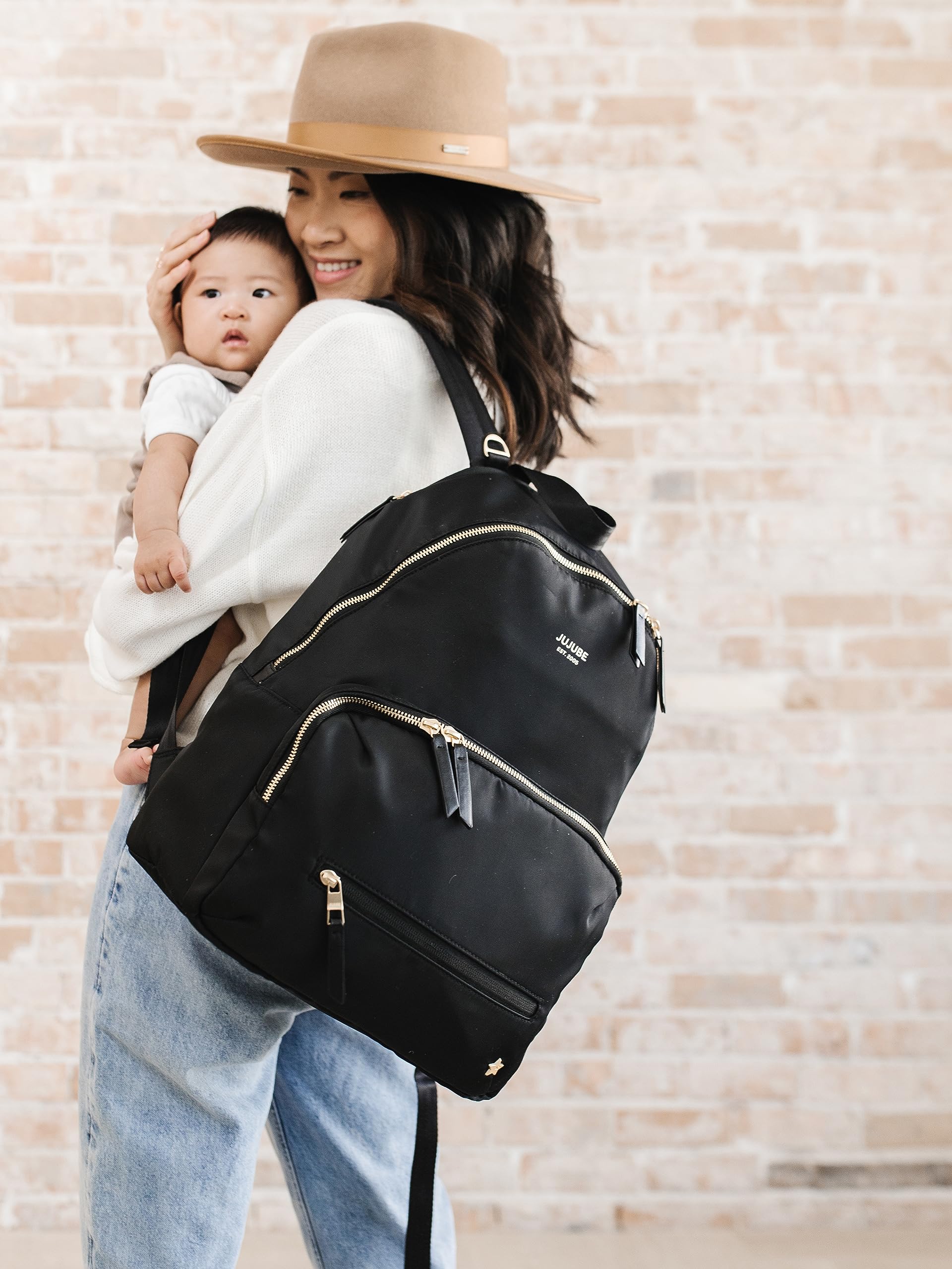 JuJuBe Everyday Diaper Backpack for Moms - Large Baby Travel Backpack with Changing Pad & Stroller Straps | Perfect for Carrying Bottles, Wipes, Diapers & Pacifiers | Ideal for Daycare, Travel & On-the-Go Parents (Black)