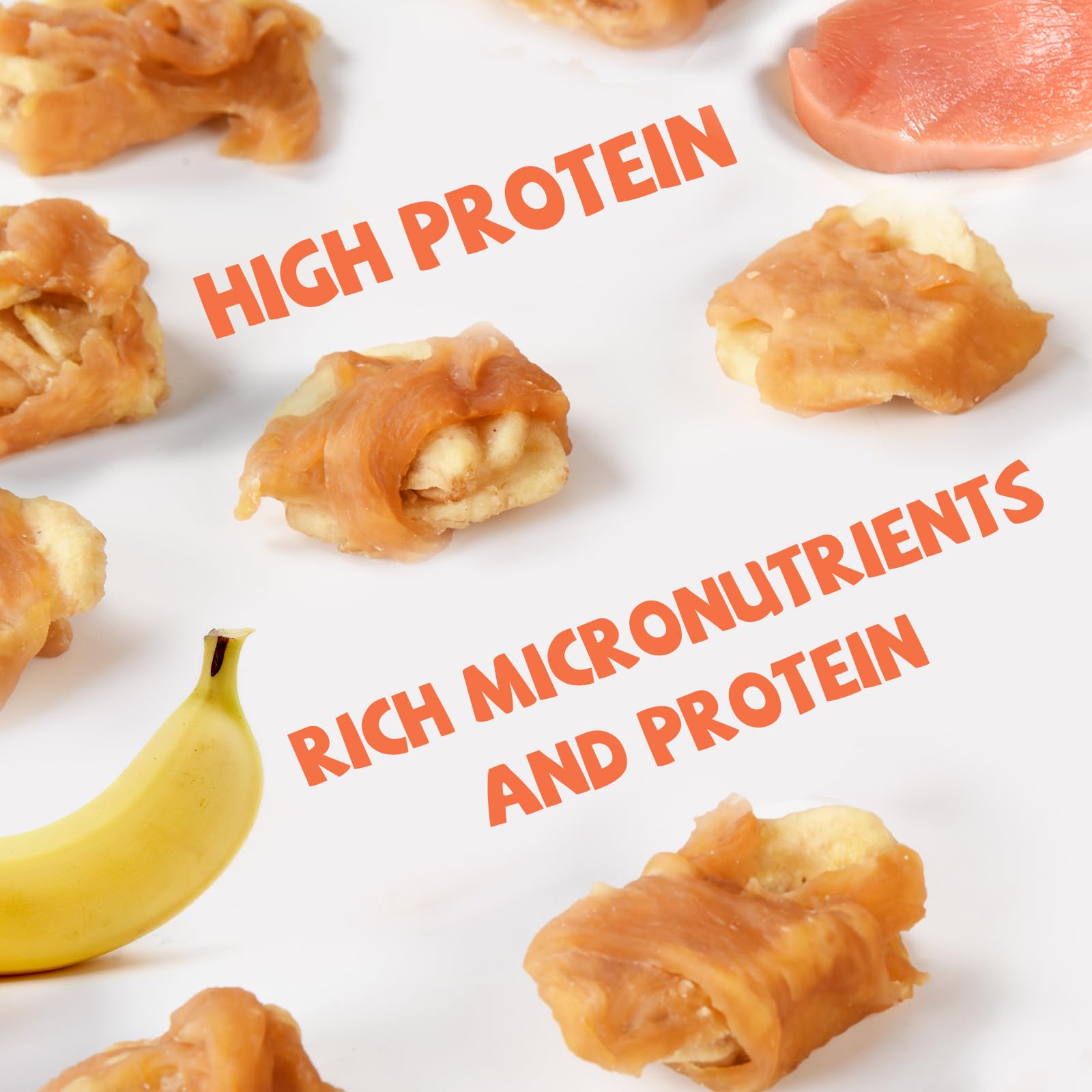 Healthy Chicken Wrapped Banana Slices Dog Treats - Low Fat, Rawhide-Free Soft Chews with Taurine for Small Dogs | Perfect Training Snacks & Reward Treats for Puppies and Adult Dogs