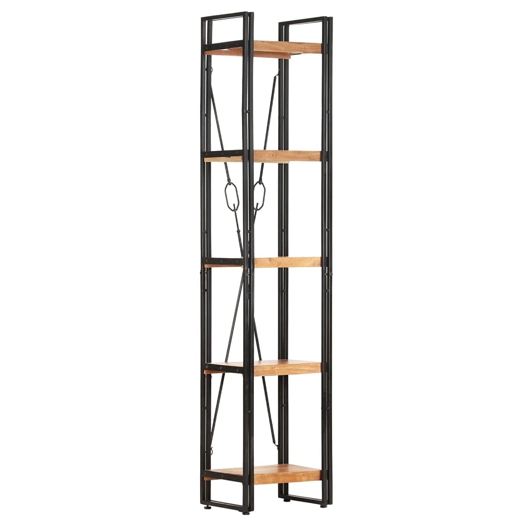 5-Tier Bookcase, Solid Acacia Wood Bookshelf - 15.7
