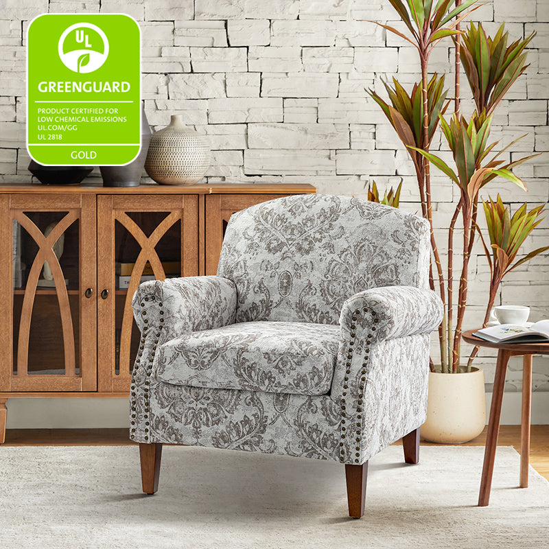 Matteo Upholstered Armchair with Nailhead Trim - Modern Accent Chair for Living Room, Bedroom & Office - Comfortable Lounge Chair with Stylish Nailhead Detailing