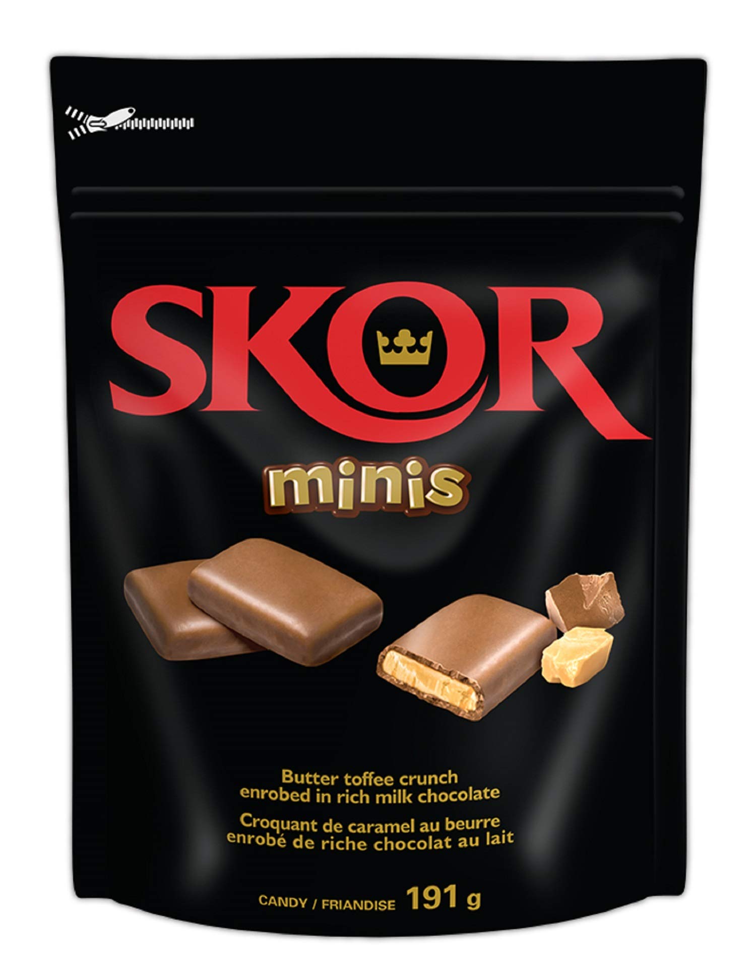 SKOR Chocolate Candy Bars with Buttered Toffee - Minis 191g (6.7oz) | Crunchy Toffee & Milk Chocolate Snacks for Parties, Gifts & Dessert Toppings