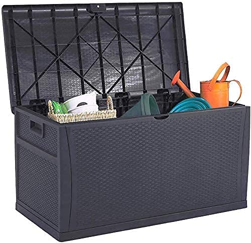 Omelaza 120 Gallon Outdoor Deck Storage Box - Waterproof Resin Patio Furniture Storage Container for Cushions, Toys & Garden Accessories (Grey) - Perfect for Backyard, Poolside & Deck Organization