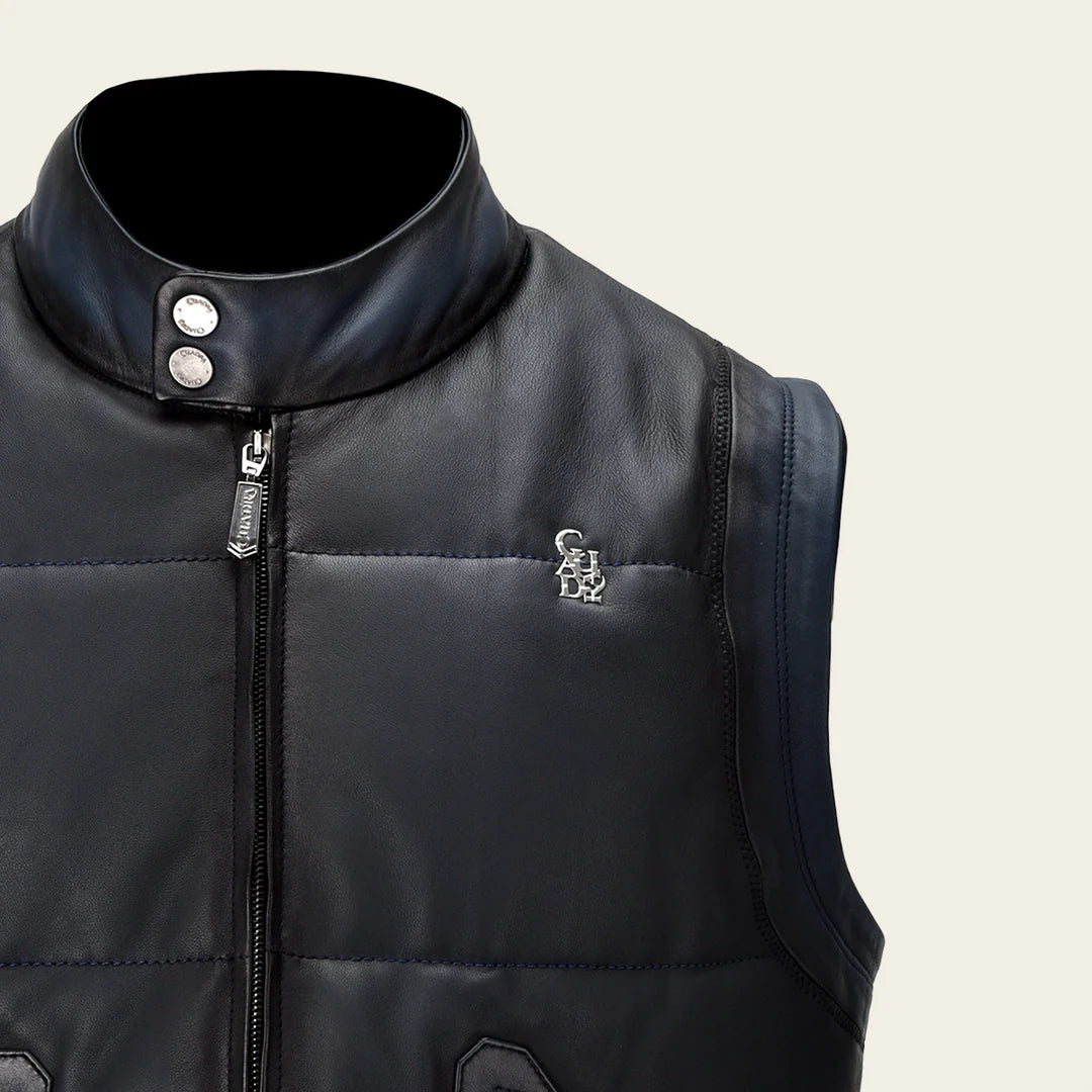 Cuadra Blue Casual Leather Vest for Men - Stylish & Comfortable Men's Fashion Vest for Everyday Wear & Outdoor Activities