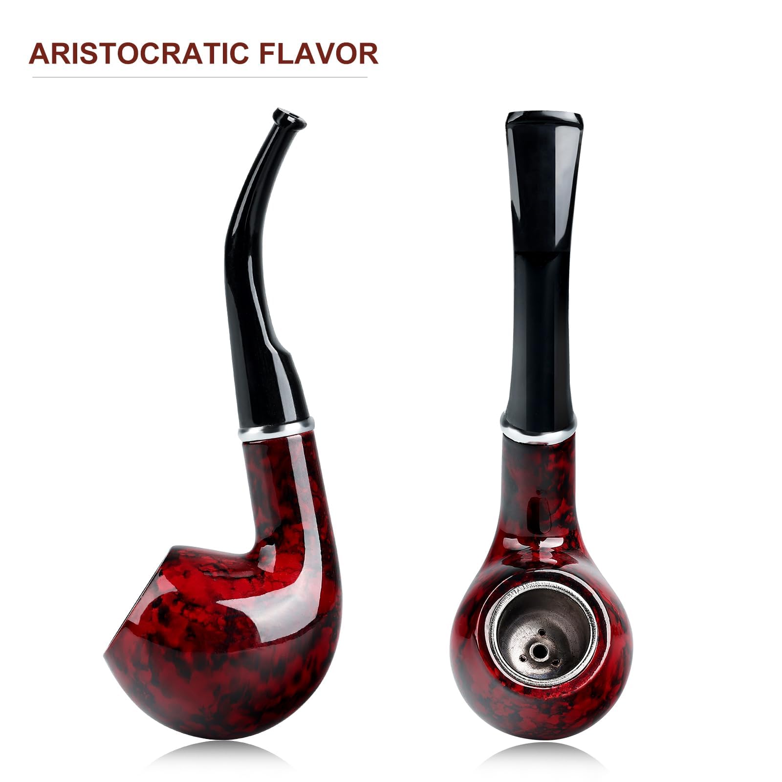 Joyoldelf Classic Bent Tobacco Pipe with Foldable Stand - Premium Smoking Pipe Kit with Gift Box & Accessories for Relaxation & Social Gatherings