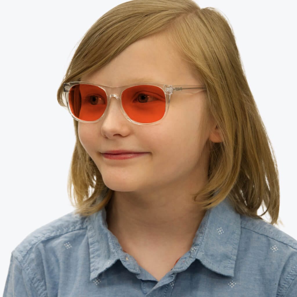 Blue Light Blocking Glasses for Kids - Anti Eyestrain & Sleep Aid - Crystal Frame - Prescription Available - Perfect for Screen Time & Nighttime Reading