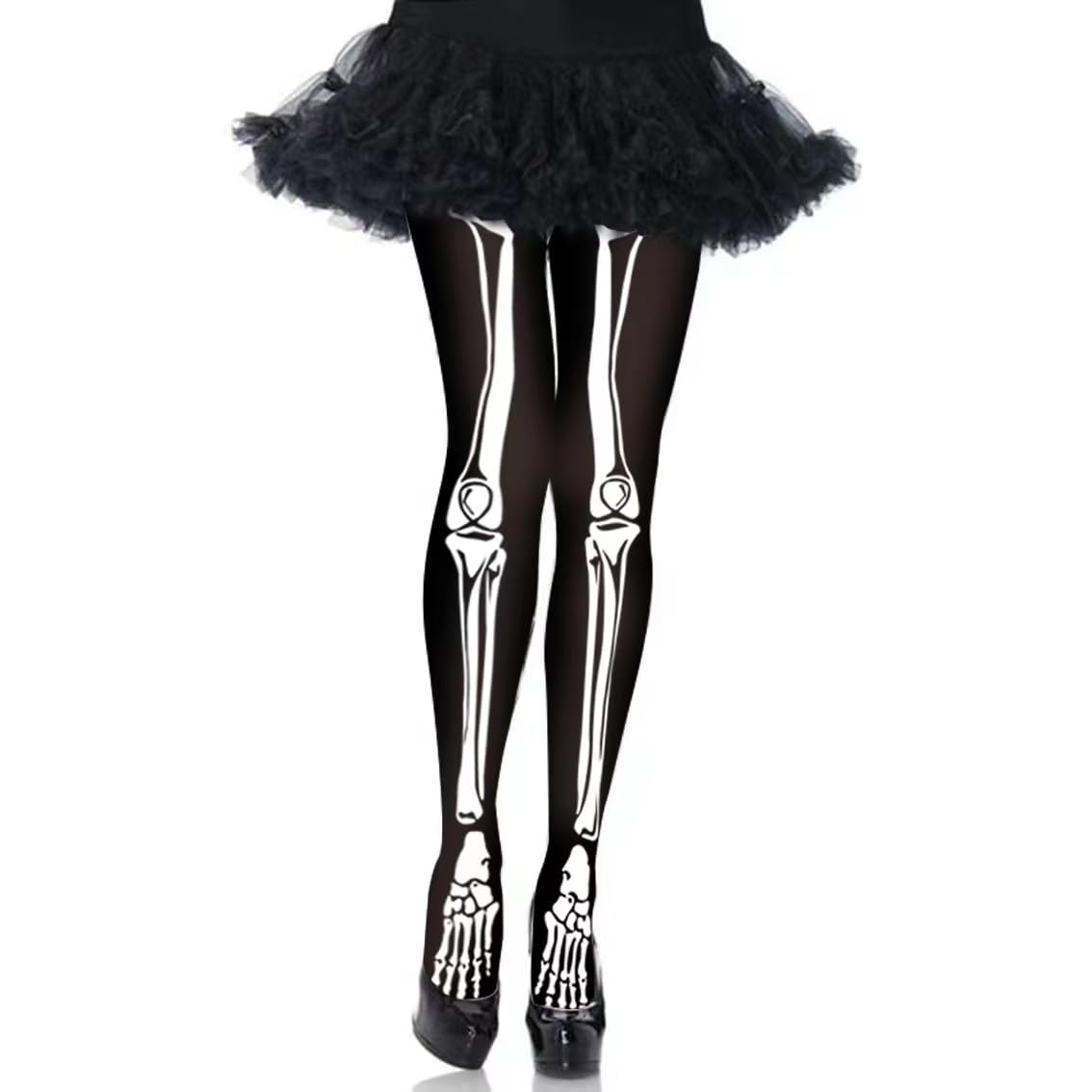 Zombie Skeleton Tights - Black Halloween Leggings for Costume & Cosplay