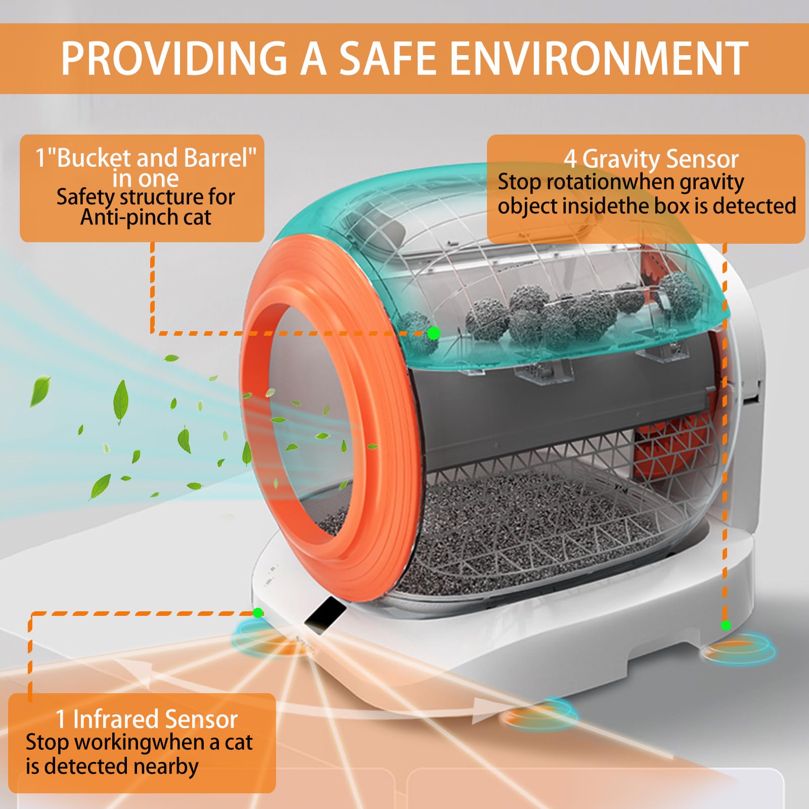 Self-Cleaning Cat Litter Box - Automatic Anti-Pinch Large Litter Box for Multiple Cats with WiFi/APP Control & Smart Health Monitor - Easy Clean White Pet Toilet for Home Use
