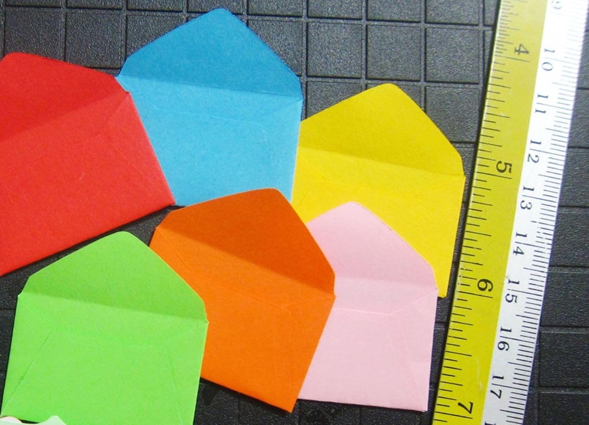 50 Miniature Envelopes 1x1.5 Inch - Tiny Cute Little Tooth Fairy Envelopes Set of 50 Small Color Envelopes for Tooth Fairy Gifts, Party Favors, Wedding Confetti, Scrapbooking & DIY Crafts