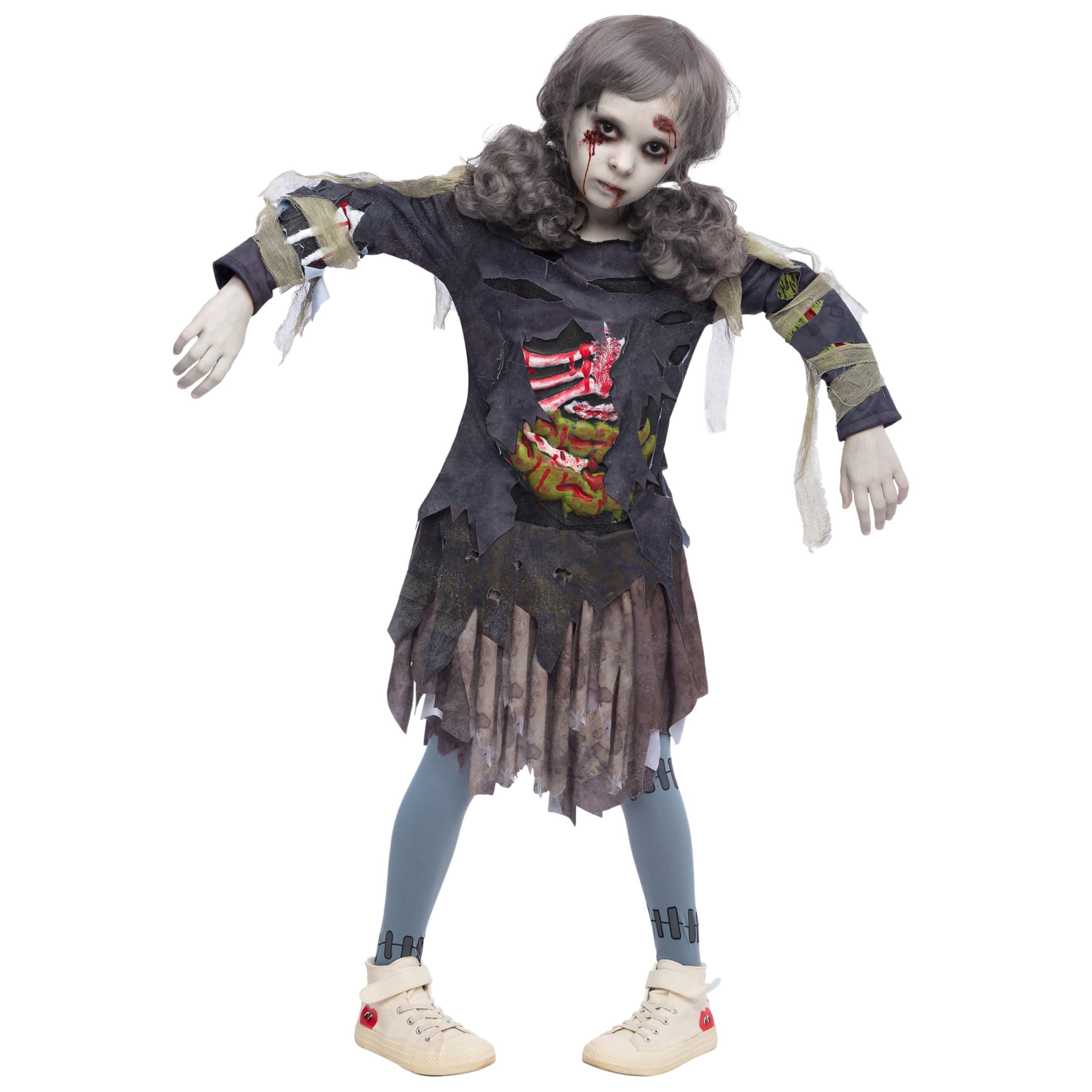 Spooktacular Creations Scary Halloween Zombie Costume for Kids - Living Dead Monster Costume for Girls & Boys, Halloween Party Dress Up Outfit for Trick or Treat & Costume Contests