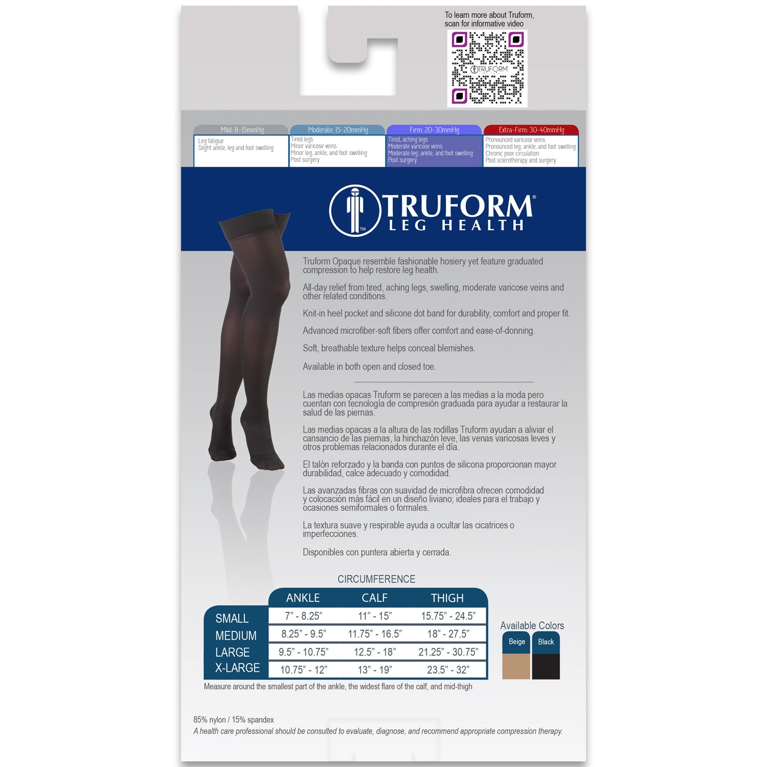 Truform Women's Open Toe Thigh High Compression Stockings - 20-30mmHg Medical Grade Support for Varicose Veins, Swelling & Travel - Perfect for Nurses, Pregnant Women & Long Flights