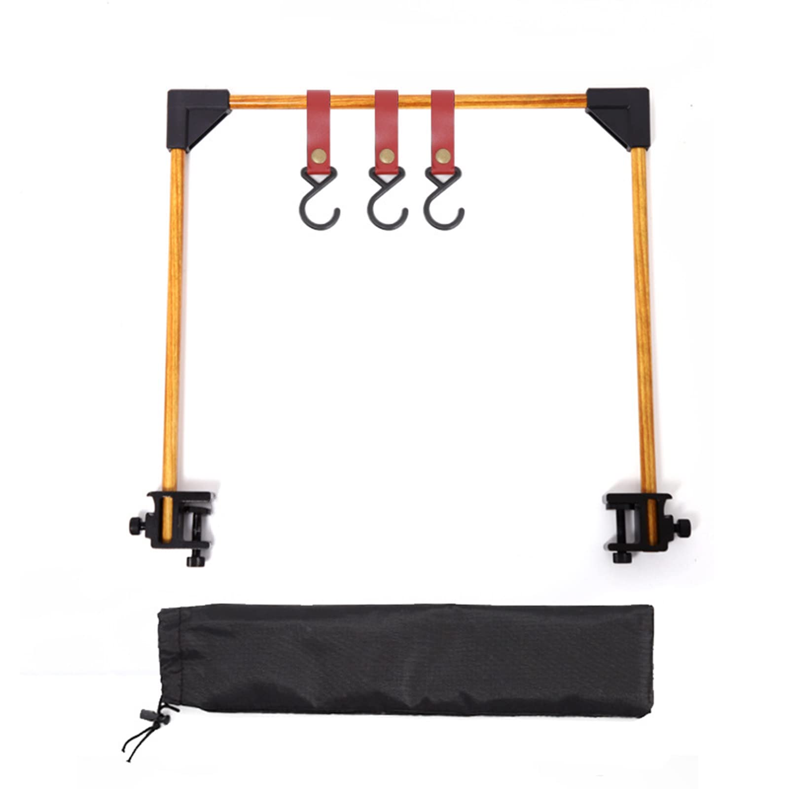 **Firlar 15.3in Portable Camping Cookware Hanging Rack – Foldable Grill Storage Holder, Picnic Hooks, Clothes Drying Tripod & Lamp Stand – Perfect for Outdoor Cooking, Backyard BBQ, and Camping Adventures (Yellow)**