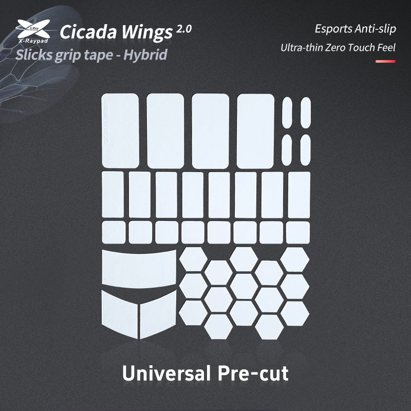 X Raypad Cicada Wings V2 Grip Tape - Universal Pre-Cut Non-Slip Mouse Pad for Gaming & Office Use - Perfect for Esports, FPS, and PC Workstations