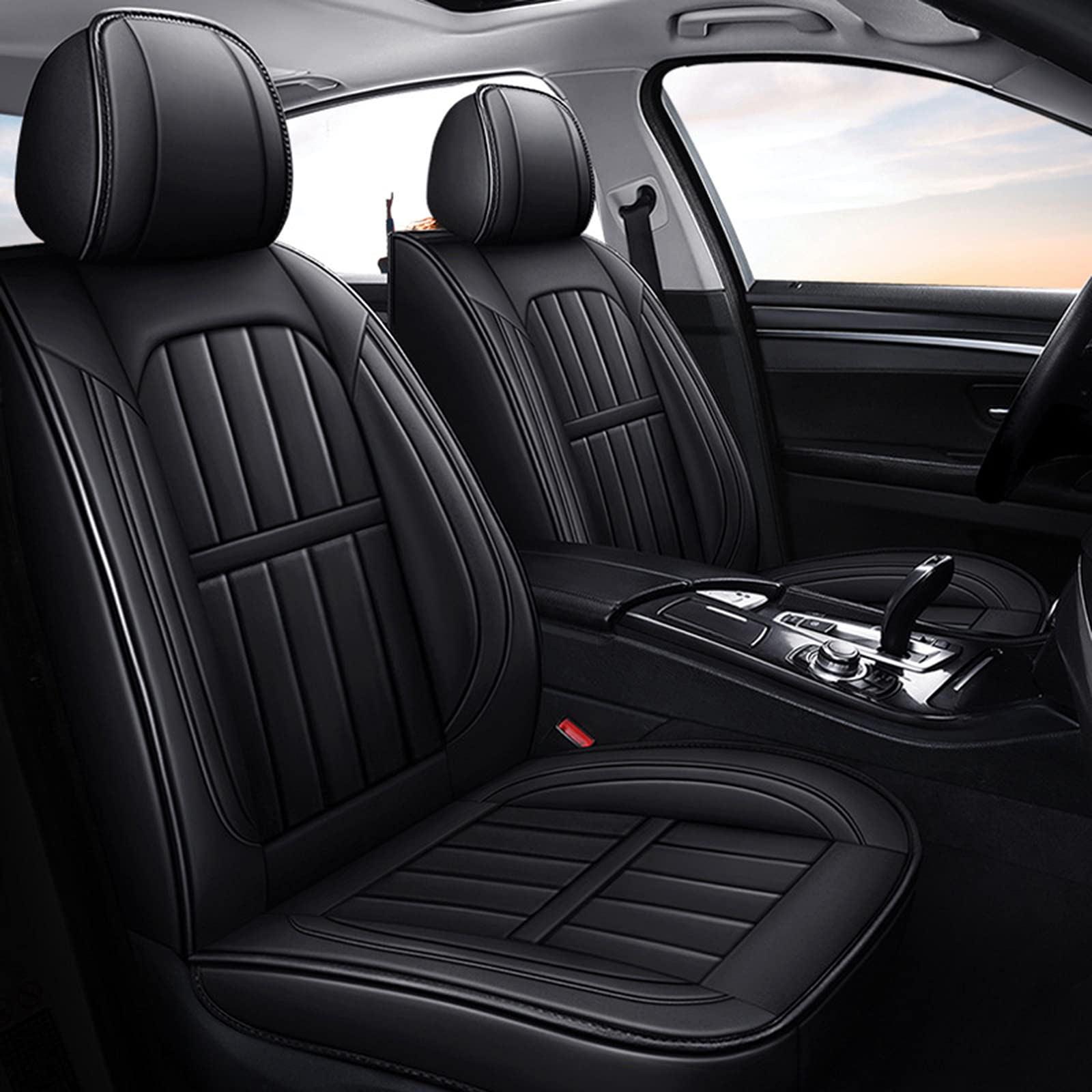 Premium Universal Leather Car Seat Covers for Cars, SUVs & Pickup Trucks - Non-Slip Waterproof Vehicle Cushion Protectors | Interior Accessories for Comfort & Style | Perfect for Daily Commute, Road Trips & Outdoor Adventures