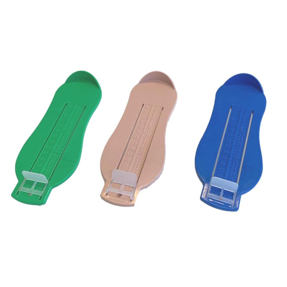 **Accurate Baby Shoe Size Gauge – Toddler & Infant Foot Measuring Ruler (20 cm) – Blue/Green/Pink – Perfect for Online Shopping & In-Store Fitting**