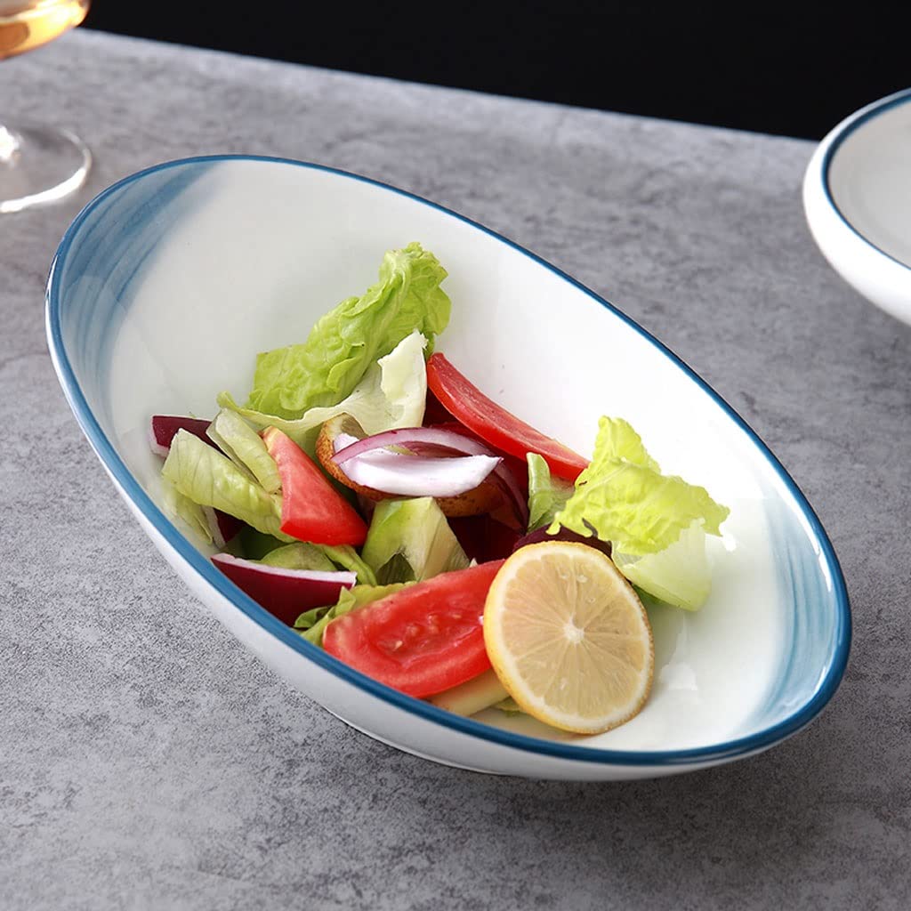 Premium Ceramic Dinner Plates & Soup Bowls Set - Large Oblique Salad Bowl, Pasta Bowl, Ramen Bowl for Home, Kitchen & Restaurant Use - Durable Vegetable & Fruit Serving Dishes (Color: A2pc) - Perfect for Family Meals, Entertaining Guests & Commercial Food Service