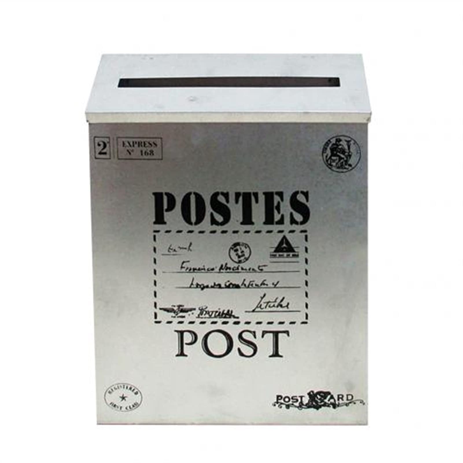 Vintage Wall Mounted Iron Mailbox - Waterproof Lockable Post Box for Letters & Newspapers - White Iron Home & Garden Decor - Perfect for Porch, Yard, and Outdoor Decoration