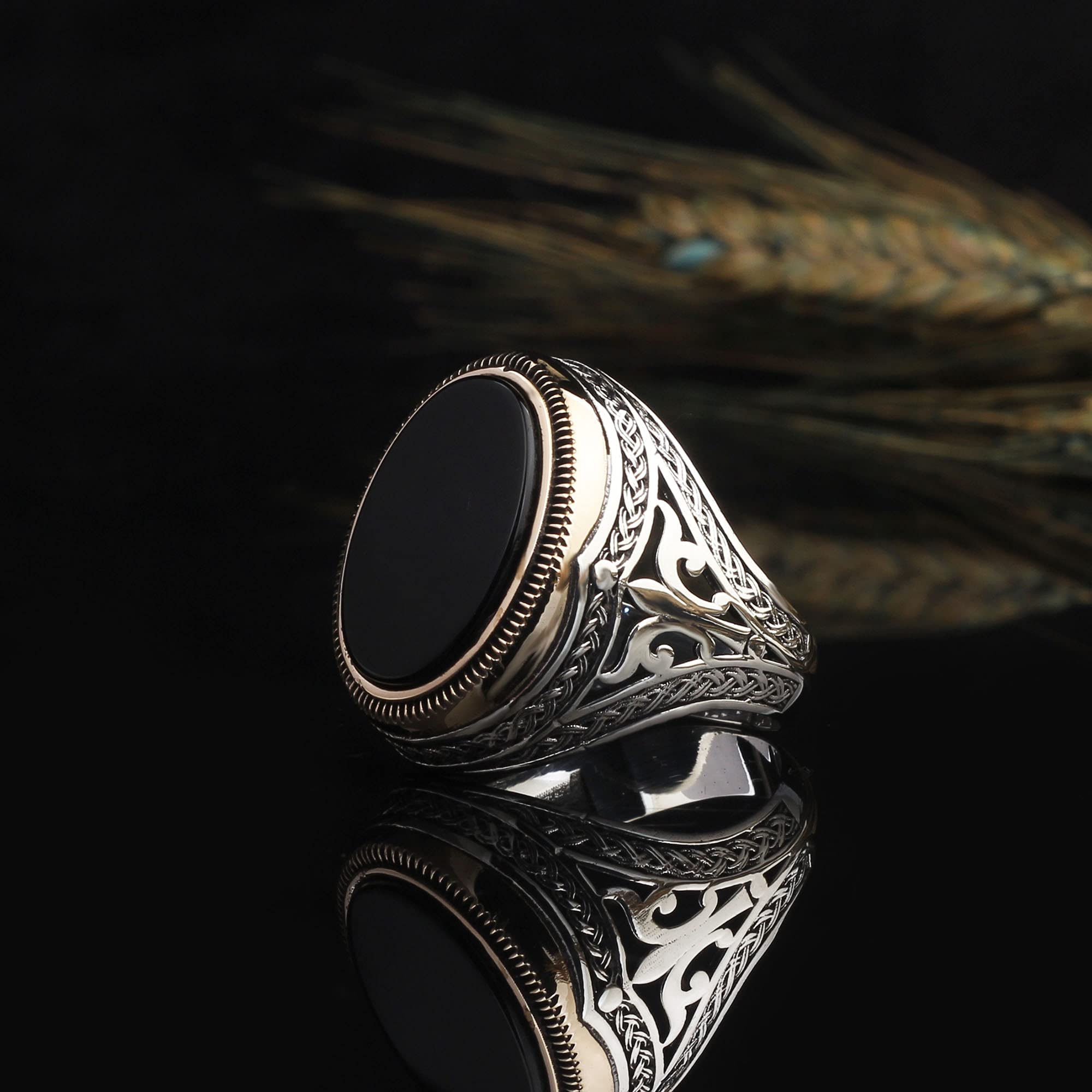 925 Sterling Silver Black Onyx Ring for Men - Elegant Gothic Jewelry, Durable Black Stone Ring, Perfect for Weddings, Gifts & Everyday Wear