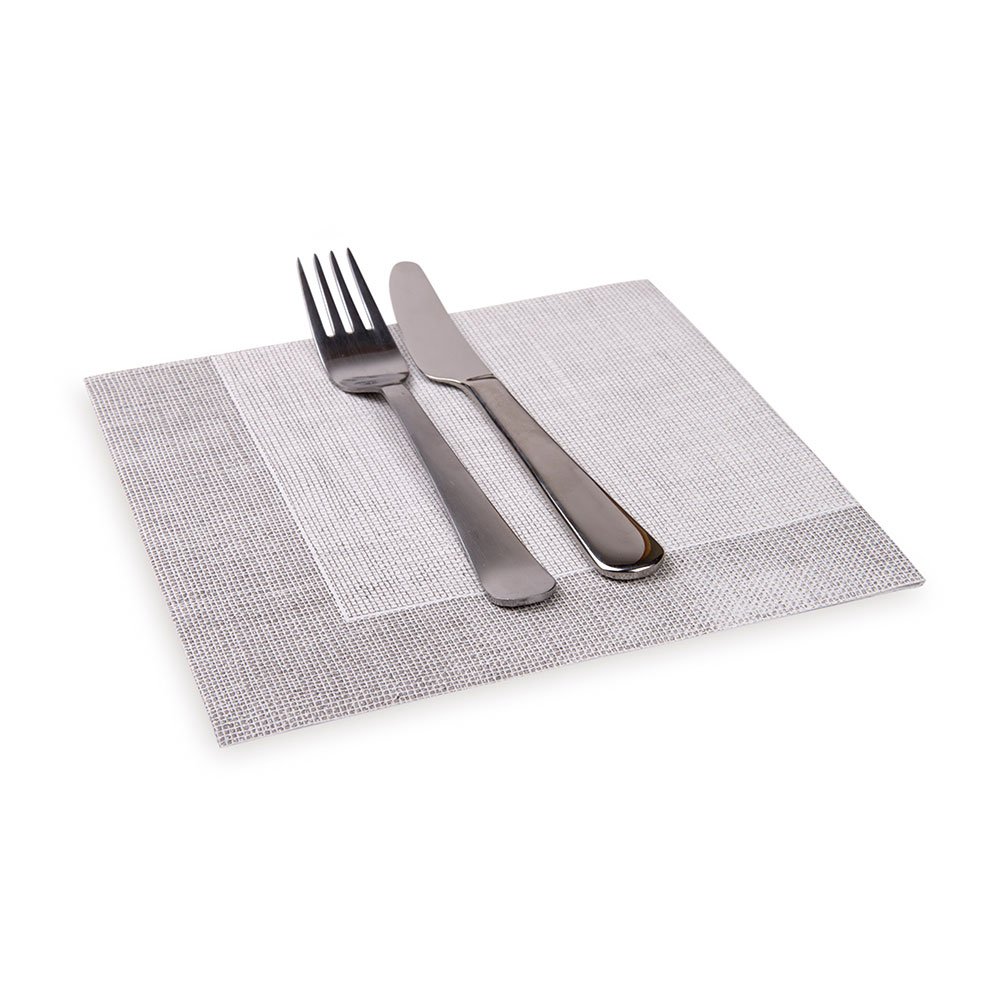 Premium 15.75 Inch Disposable Napkins - 600 Count Soft Linen-Like Paper Napkins | Absorbent Air-Laid White with Gray Threads | Pre-Folded for Elegant Dinner Parties, Weddings & Catering Events
