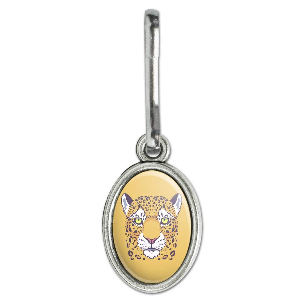 Vintage Gold Spotted Leopard Face Oval Charm - Zipper Pull for Clothes, Purses, Suitcases & Backpacks | Fashion Accessory for Travel & Everyday Use