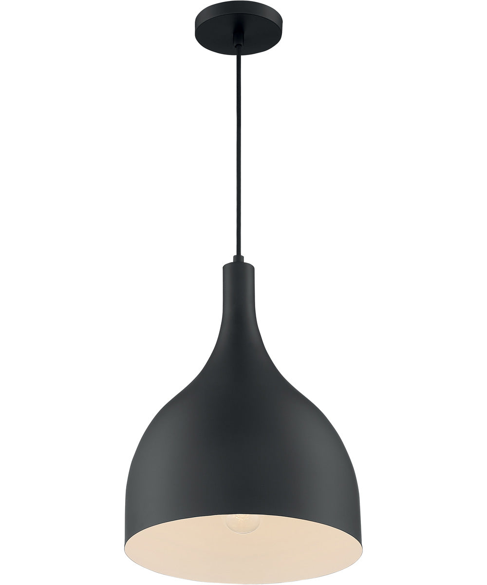 12W Bellcap 1 Light Pendant Light Fixture in Matte Black - Perfect for Kitchen Island, Dining Room, or Entryway Lighting