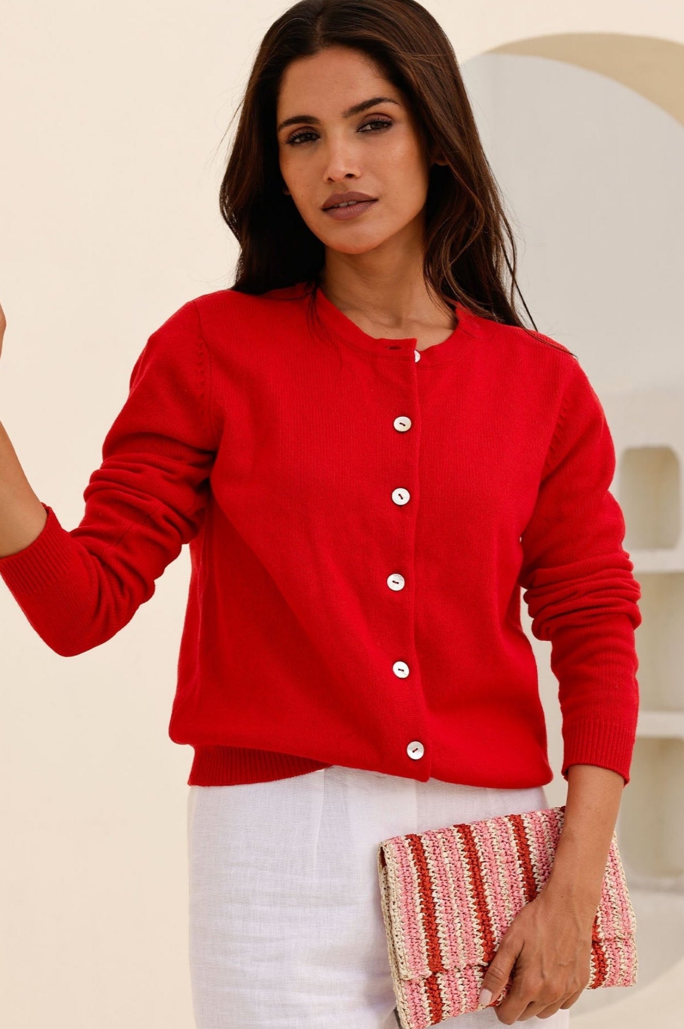 Premium Merino Wool Classic Cardigan for Women & Men - Soft & Warm Red Sweater | Perfect for Fall, Winter & Outdoor Activities