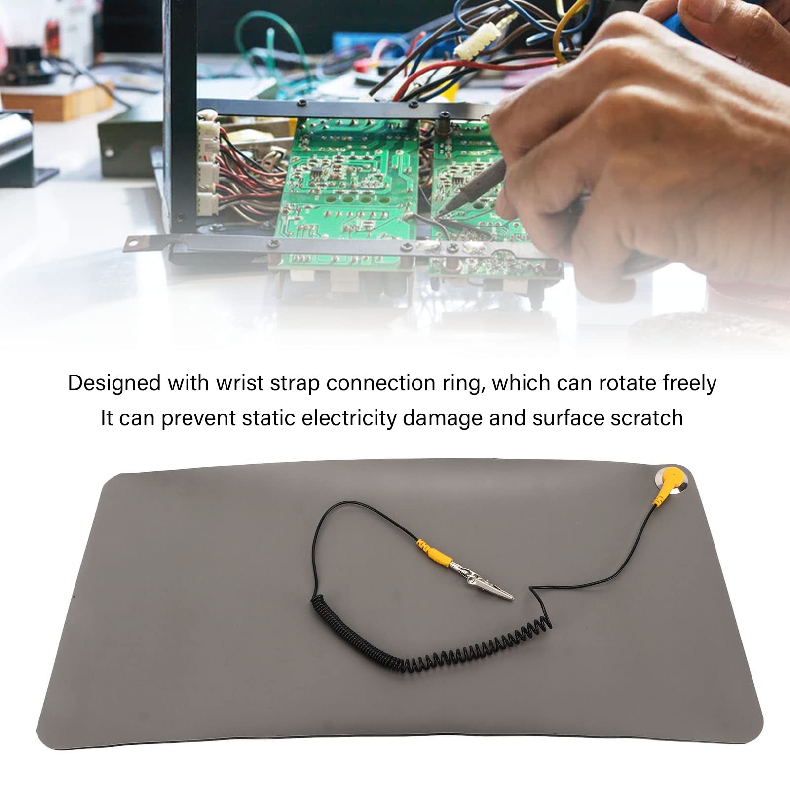 Anti Static ESD Mat - 3 Layer Heat Resistant Rubber Soldering Workbench Mat with Wristband | Non-Slip Portable Surface for Electronics Repair, Computer, Laptop & Watch Maintenance | Ideal for Home Workshops, Tech Labs & DIY Projects