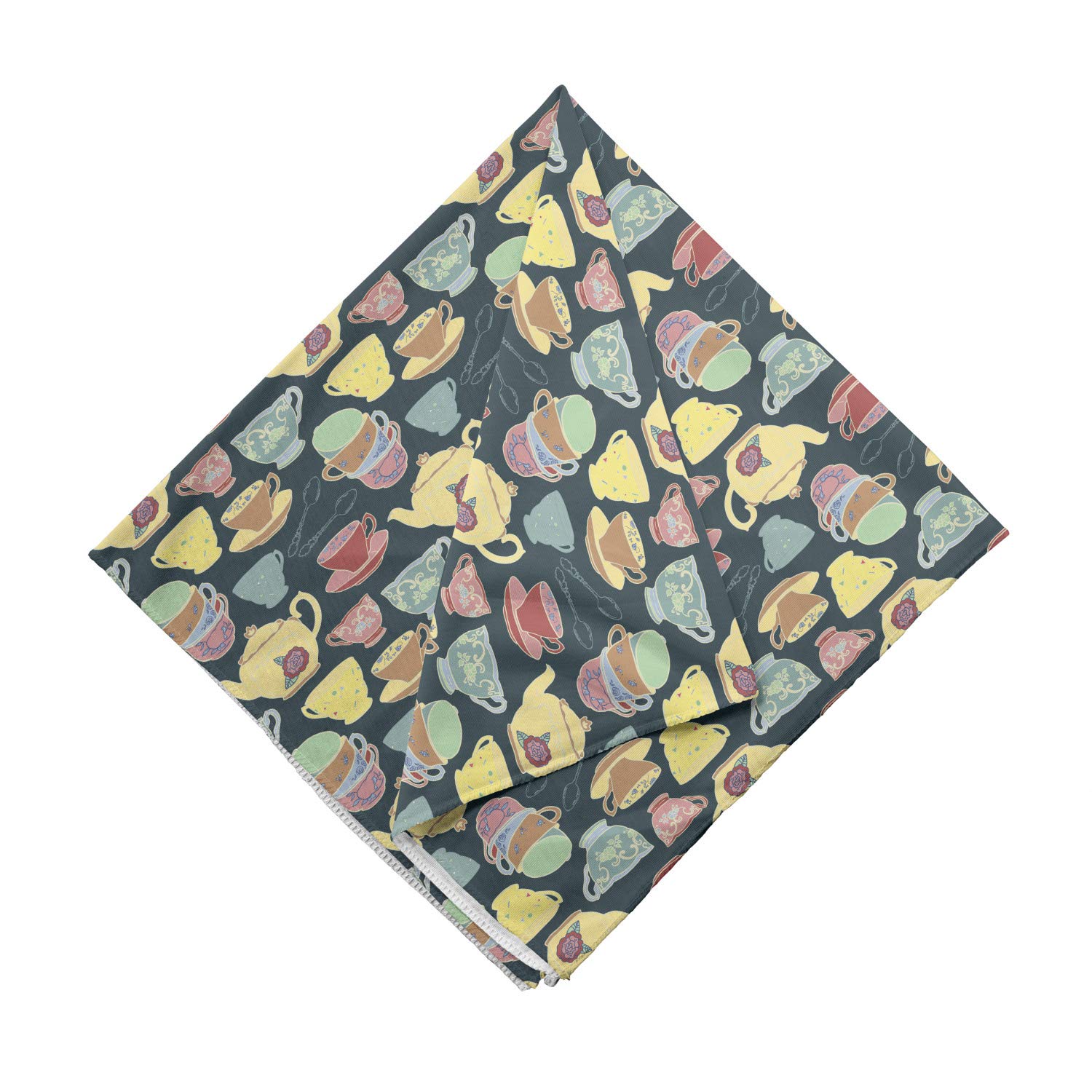 Ambesonne Vintage Teapot & Cup Tea Party Bandana - Unisex Head & Neck Scarf for Women, Men - Perfect for Afternoon Tea, Garden Parties, Cosplay & Retro Fashion