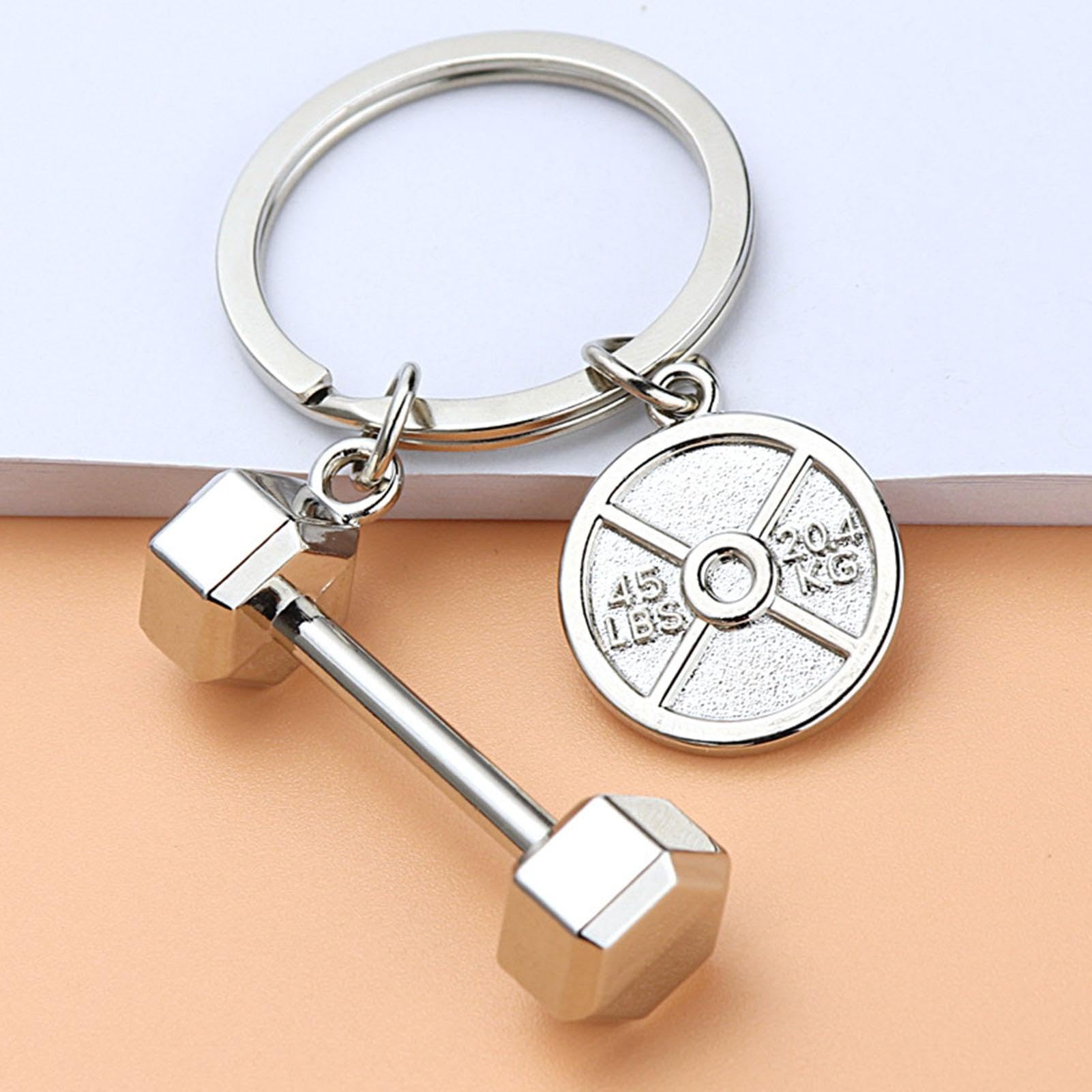 Fitness Gym Keychain - Dumbbell & Kettlebell Weight Plate Zinc Alloy Charm - Workout Bag Accessory for Bodybuilding & Training | Perfect for Gym Enthusiasts, Weightlifters & Fitness Lovers