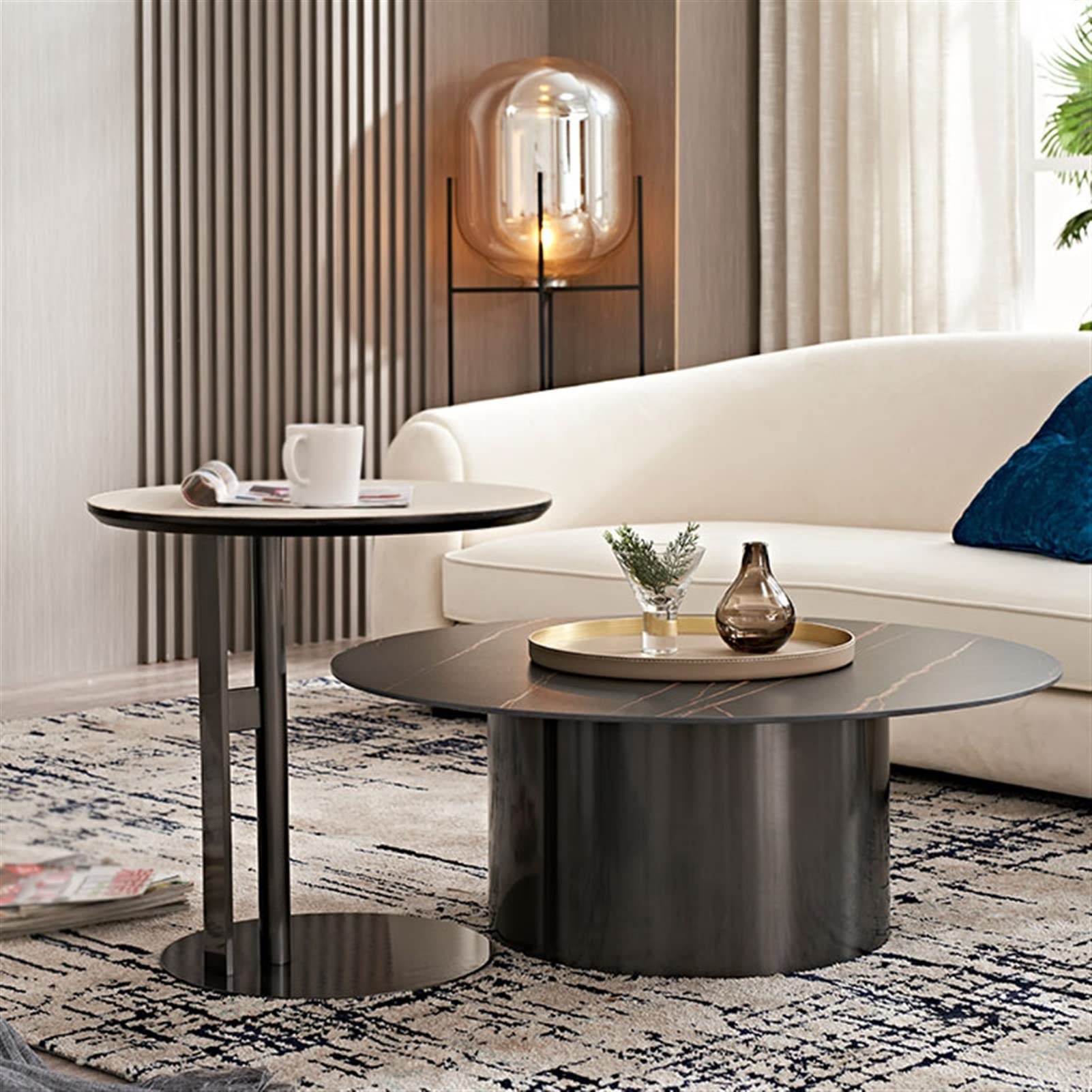 Modern Luxury Metal End Table - Small Side Table for Living Room, Bedroom, Office & Hotel | Stylish Coffee Table with Snack Tray for Home Decor & Entertainment Spaces