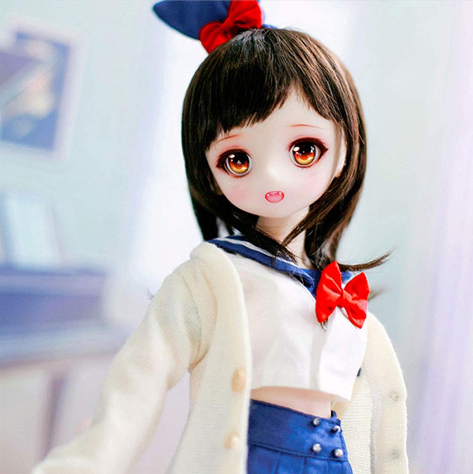 1/4 Scale Flexible BJD Doll - 14 Joints Movable Anime Girl Figure with School Uniform Outfit - Perfect Birthday Gift for Collectors & Anime Fans - Great for Display, Photography & Cosplay Inspiration