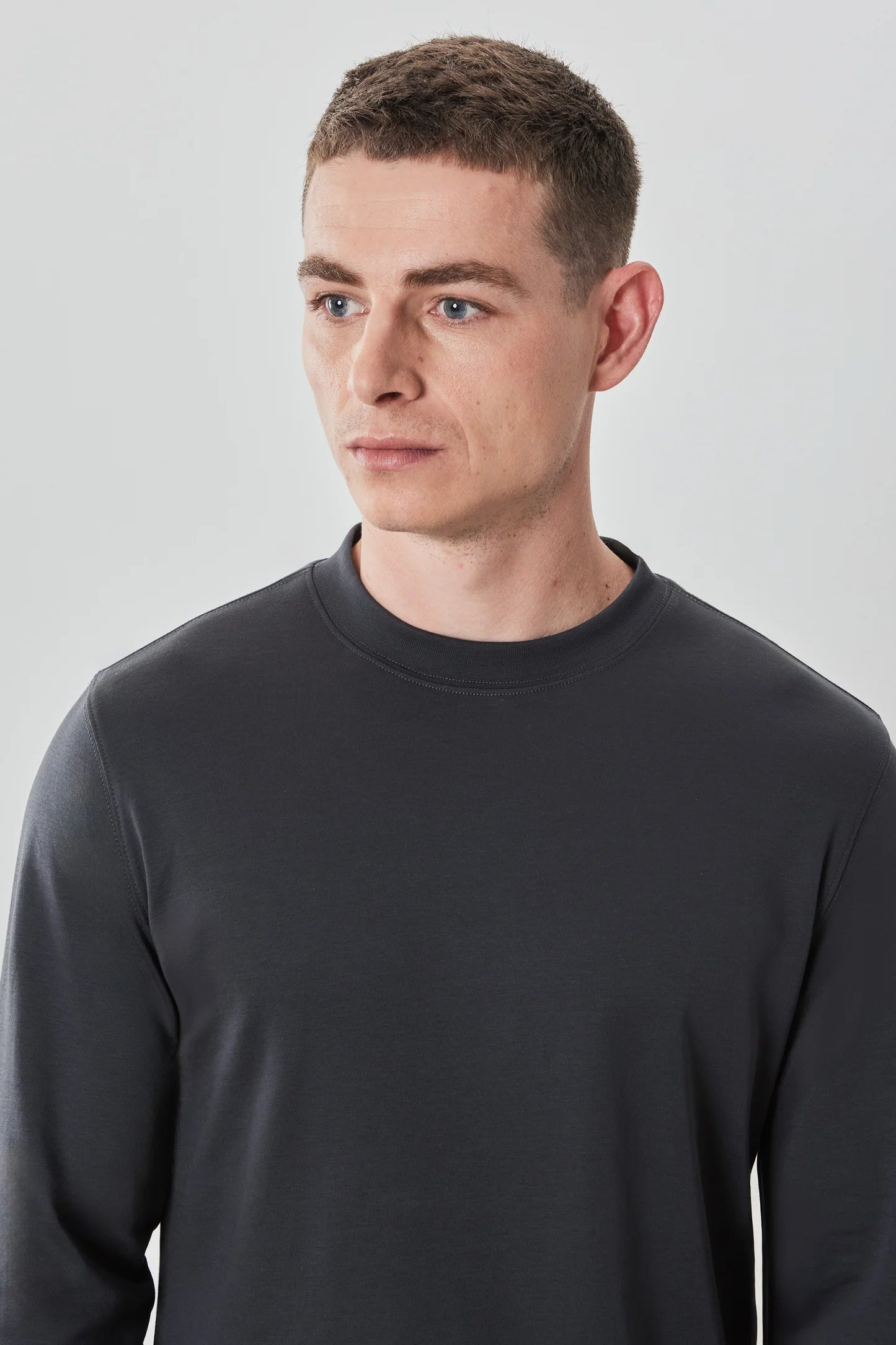 Robert Barakett Long Sleeve High Crew Neck T-Shirt for Men - Premium Cotton Casual Shirt for Work, Travel & Everyday Wear