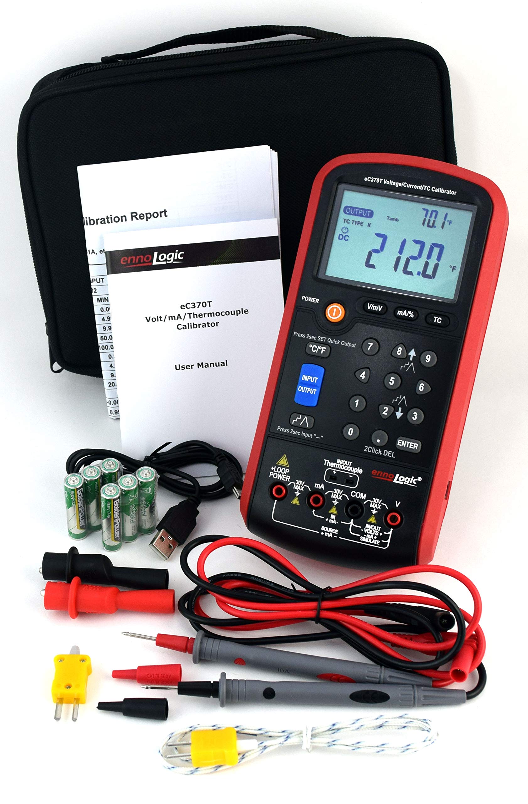 **ennoLogic eC370T Volt mA Thermocouple Loop Process Calibrator – 0-20V & 4-20mA Signal Generator, Meter & Simulator for Transmitters, PLCs, Current Loops – Ideal for Industrial Automation & HVAC Testing**