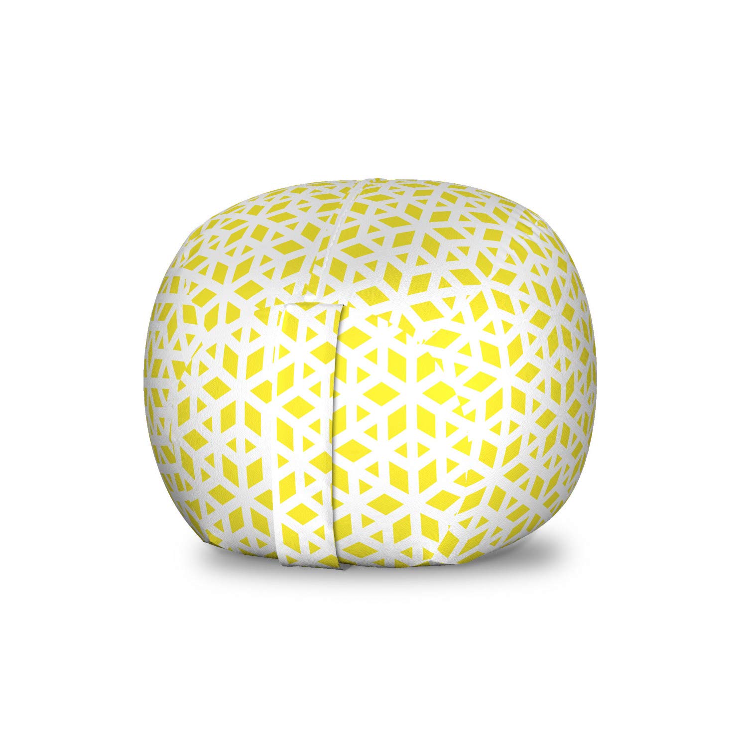 Ambesonne Yellow and White Geometric Rhombus & Triangle Pattern Toy Storage Bag Chair - Washable Stuffed Animal Organizer for Kids' Room, Nursery or Playroom - Small Size (Yellow/White) - Perfect for Organizing Toys, Books & Room Decor