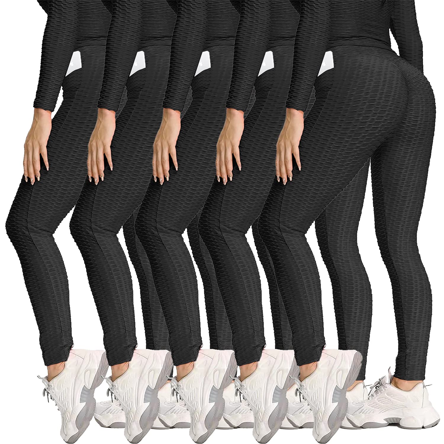 TikTok Viral High Waisted Yoga Leggings - 5/10 Pack Butt Lifting Workout Pants with Scrunch Detail & Textured Fabric | Perfect for Gym, Running, Dance & Everyday Wear