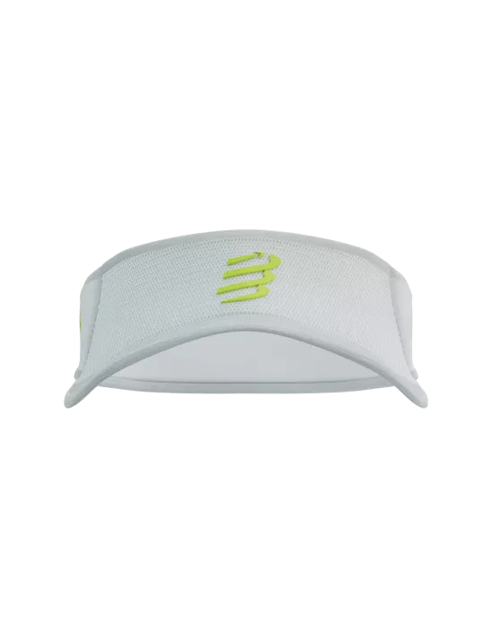Compressport Spiderweb Ultralight Running Visor - White/Safety Yellow | Breathable Sun Protection for Outdoor Sports, Hiking & Cycling