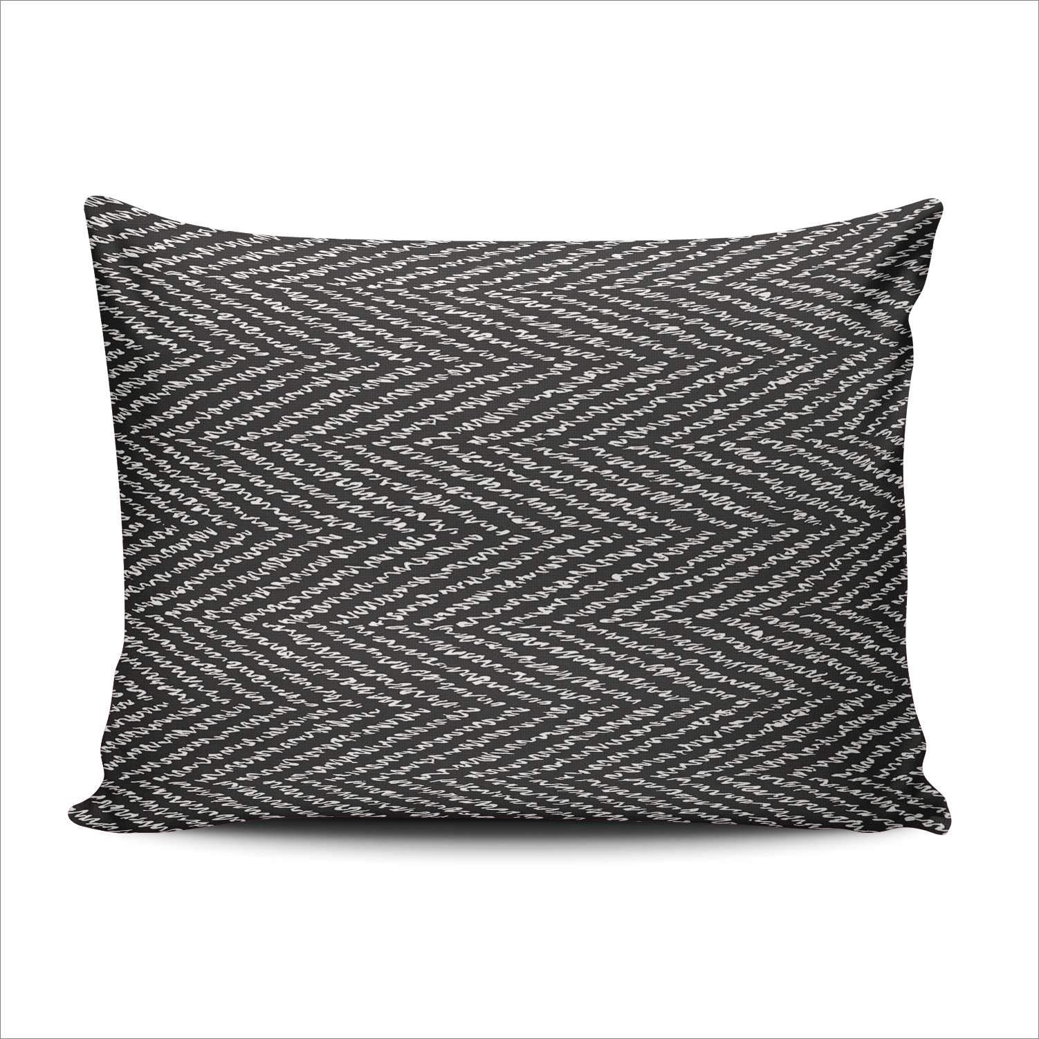 Abstract Herringbone Throw Pillow Cover 12x20 Inches - Natural Noisy Thread Design with Hidden Zipper - Decorative Lumbar Pillow Case for Sofa, Bed & Home Decor