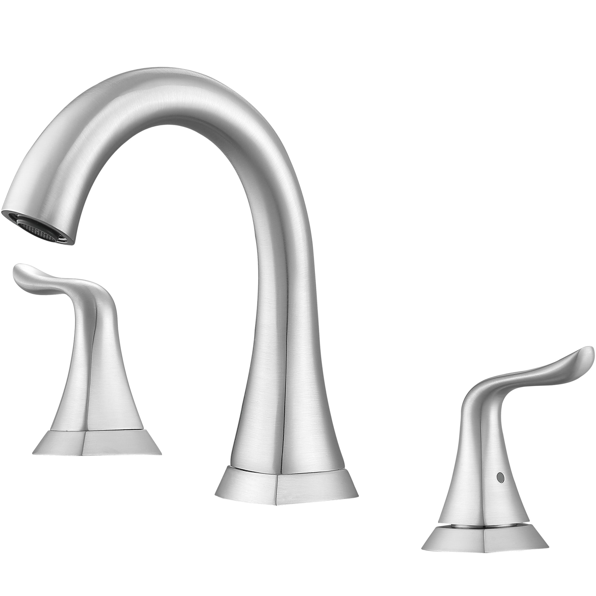 Scarlett Widespread Bathroom Faucet in Brushed Nickel Finish - Modern Waterfall Bathroom Sink Faucet for Vanity, Powder Room & Guest Bath Installation
